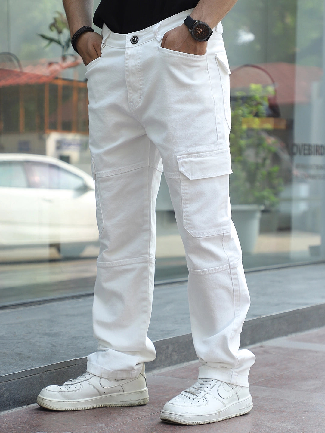 Terminator White Baggy Fit Denim Cargo