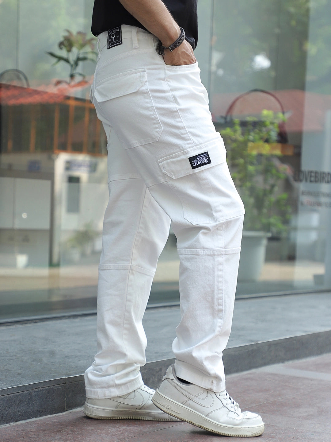 Terminator White Baggy Fit Denim Cargo