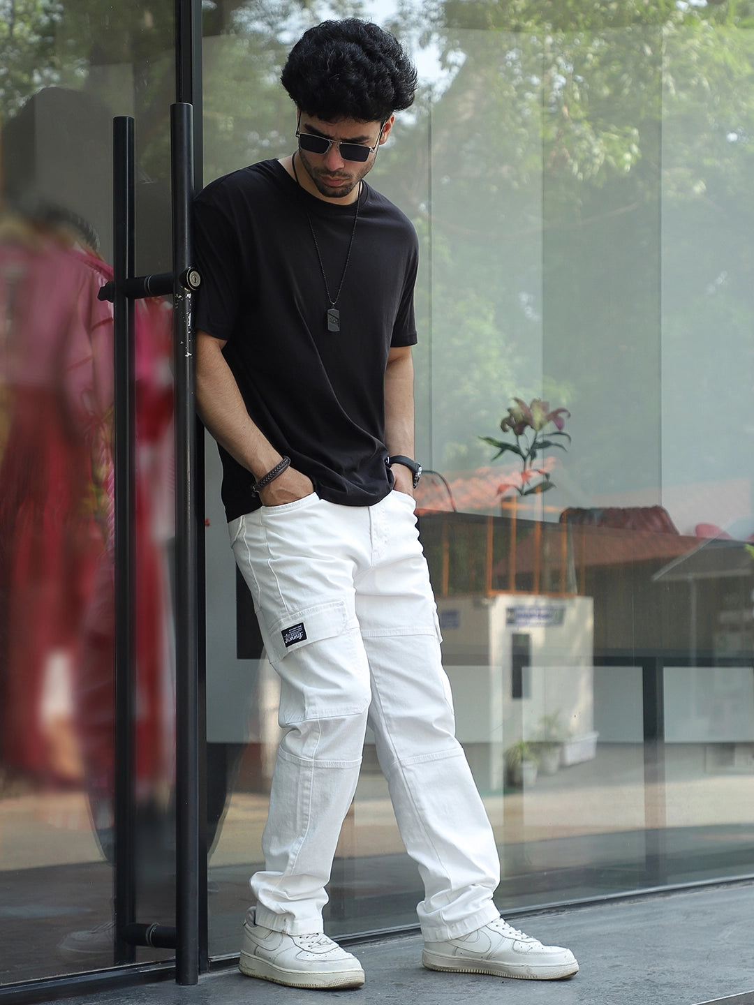 Terminator White Baggy Fit Denim Cargo