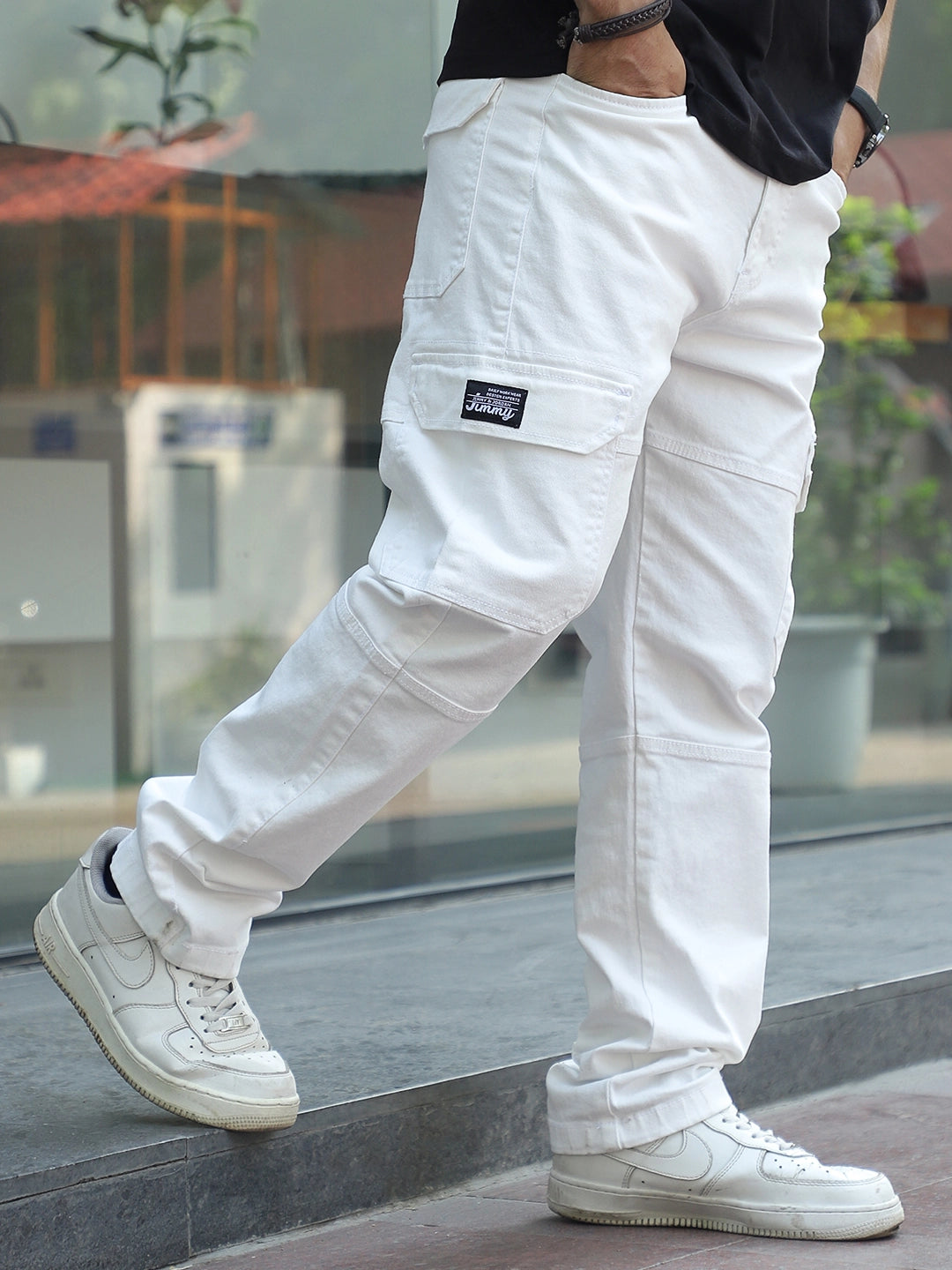 Terminator White Baggy Fit Denim Cargo