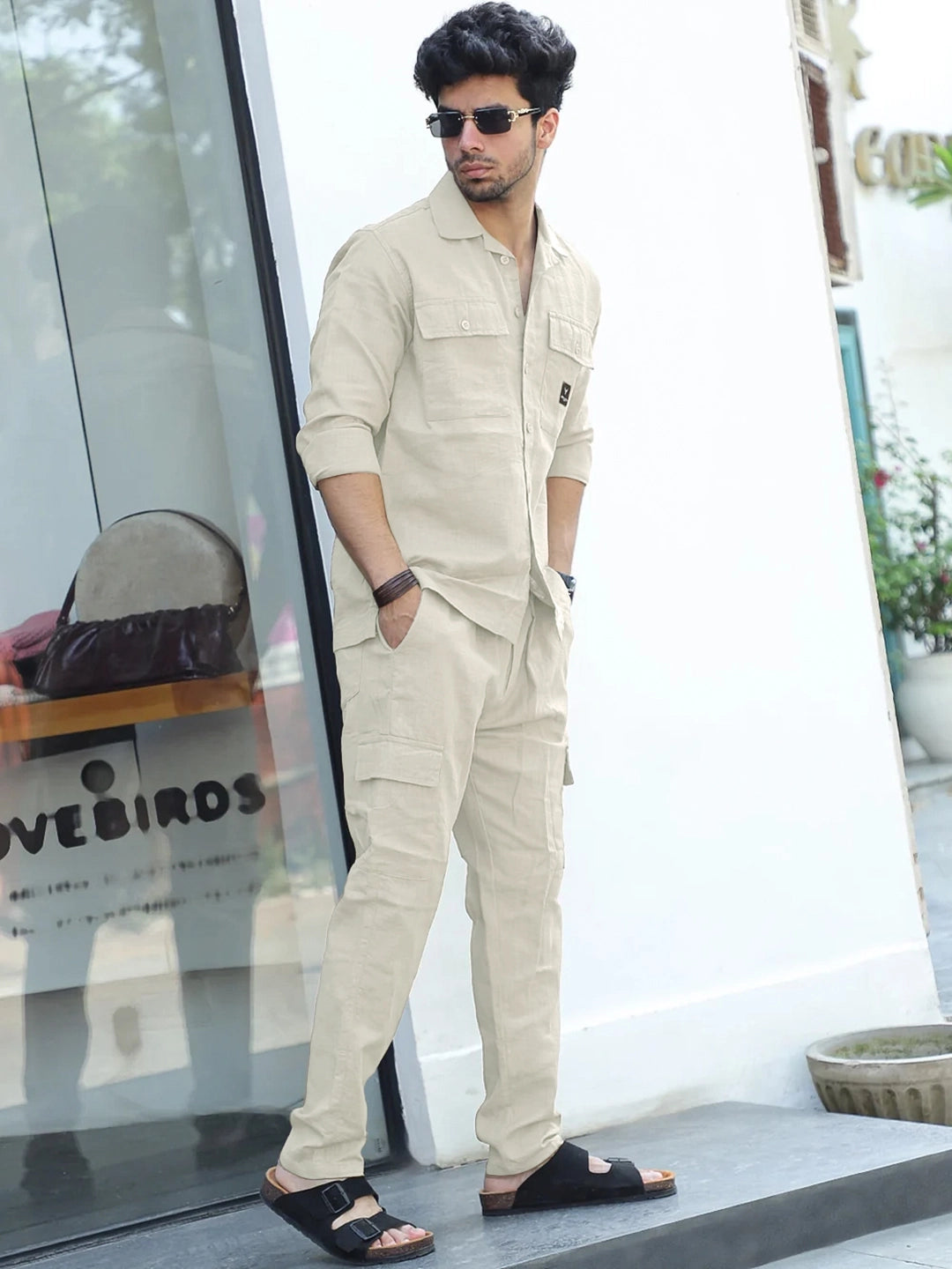 Linen Atlanta Beige Cargo Co-Ord Set