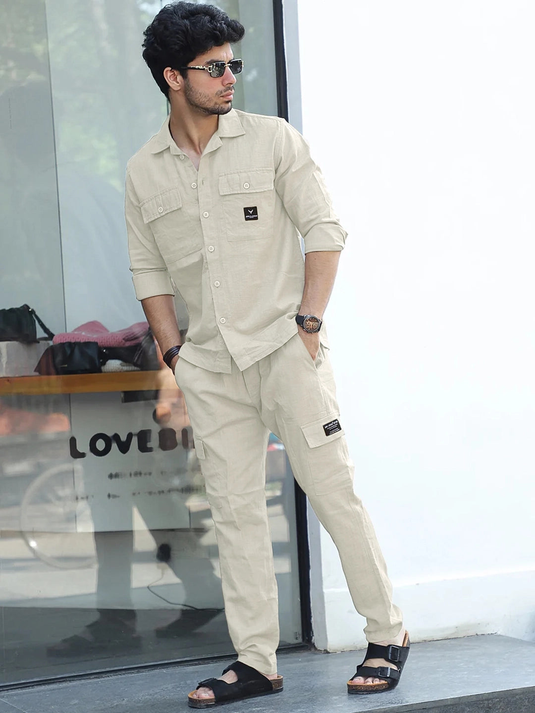 Linen Atlanta Beige Cargo Co-Ord Set