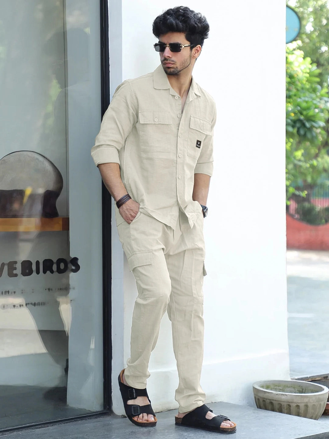 Linen Atlanta Beige Cargo Co-Ord Set