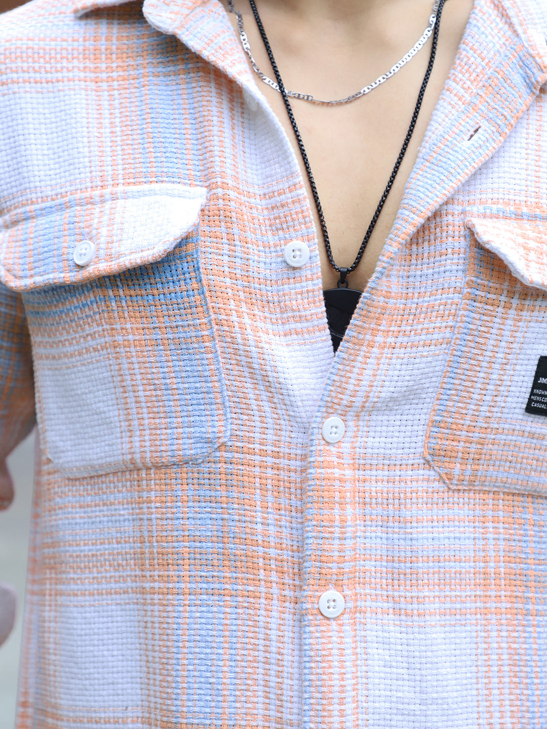 Bermingham Peach Check Full Sleeve Shirt