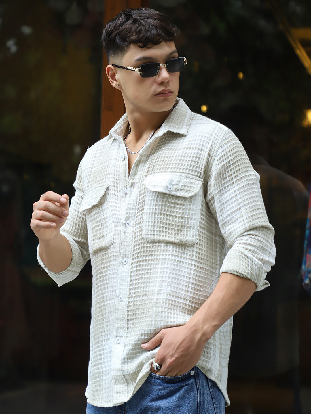 Milan Mood White Full Sleeve Check Shirt