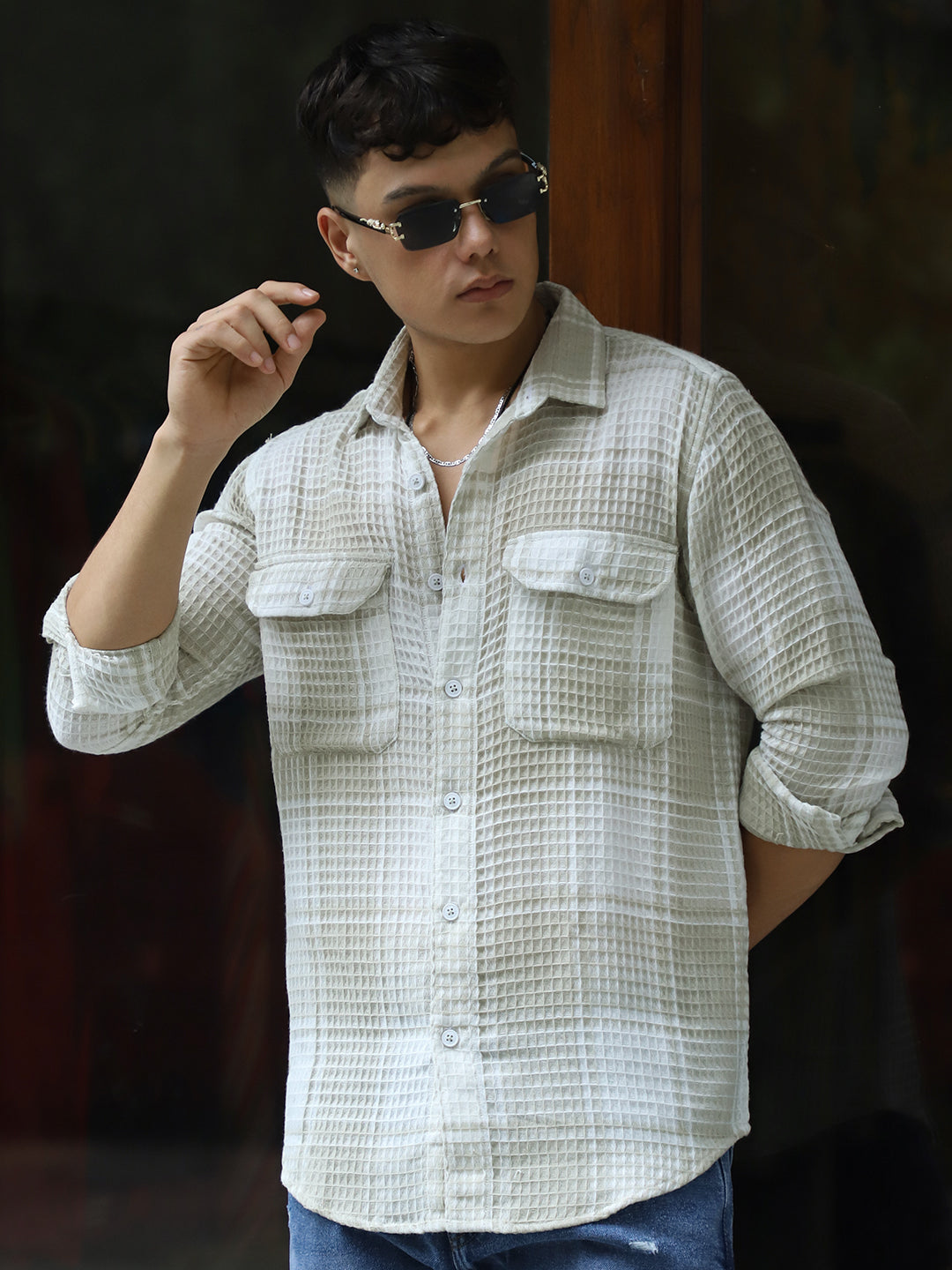Milan Mood White Full Sleeve Check Shirt