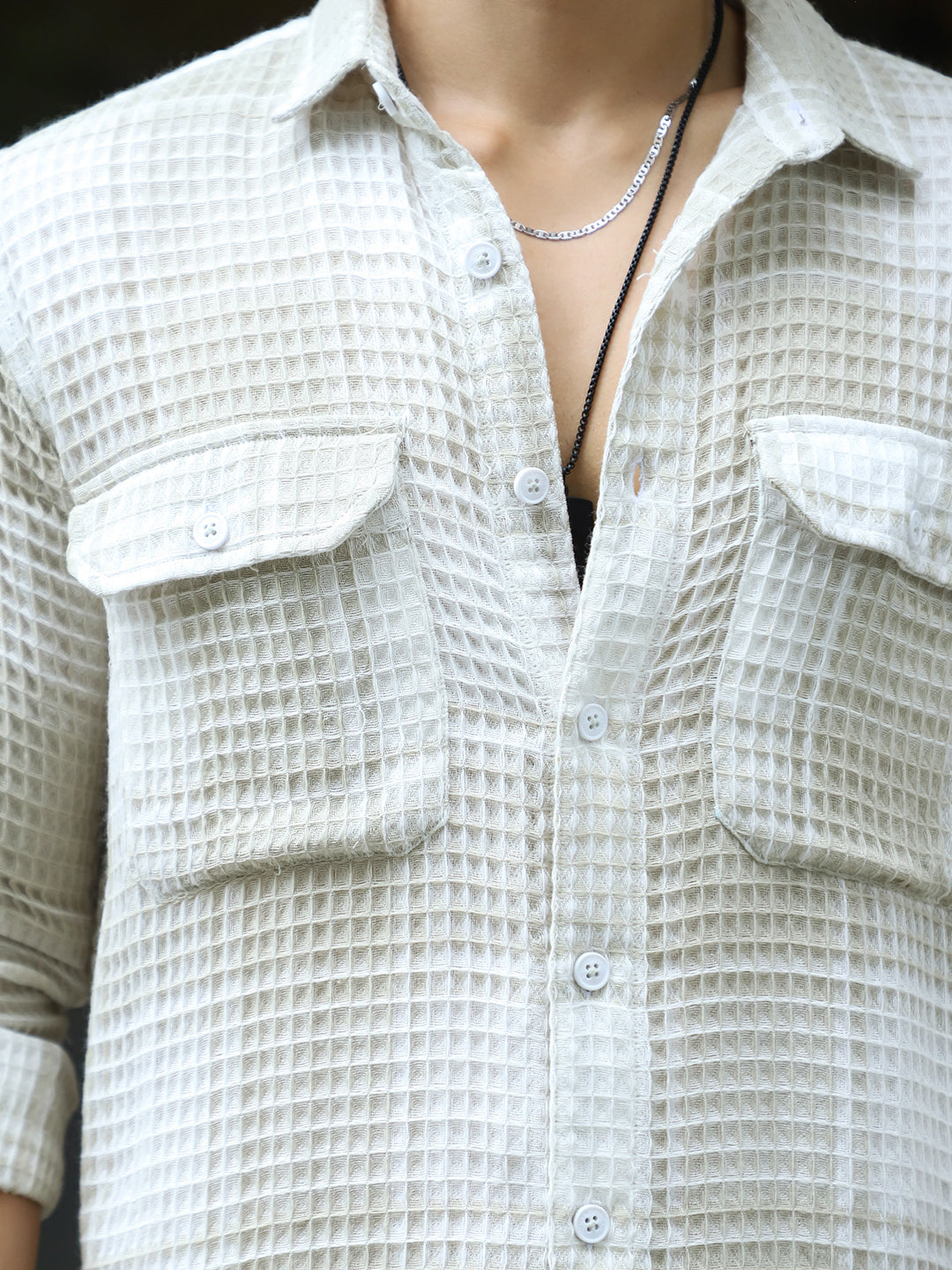 Milan Mood White Full Sleeve Check Shirt