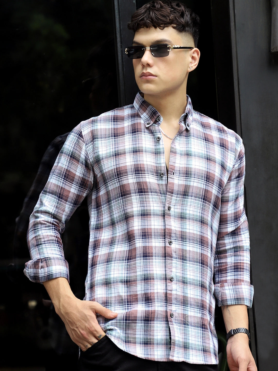 Osaka Brown Check Full Sleeve Shirt
