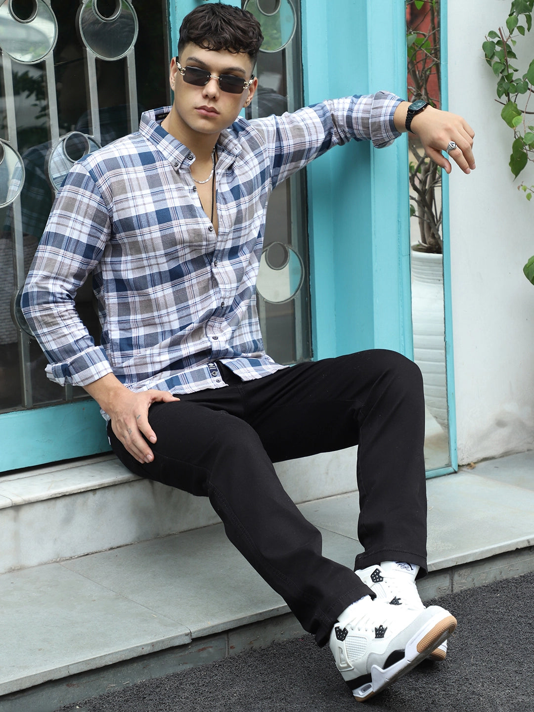Osaka Blue Check Full Sleeve Shirt