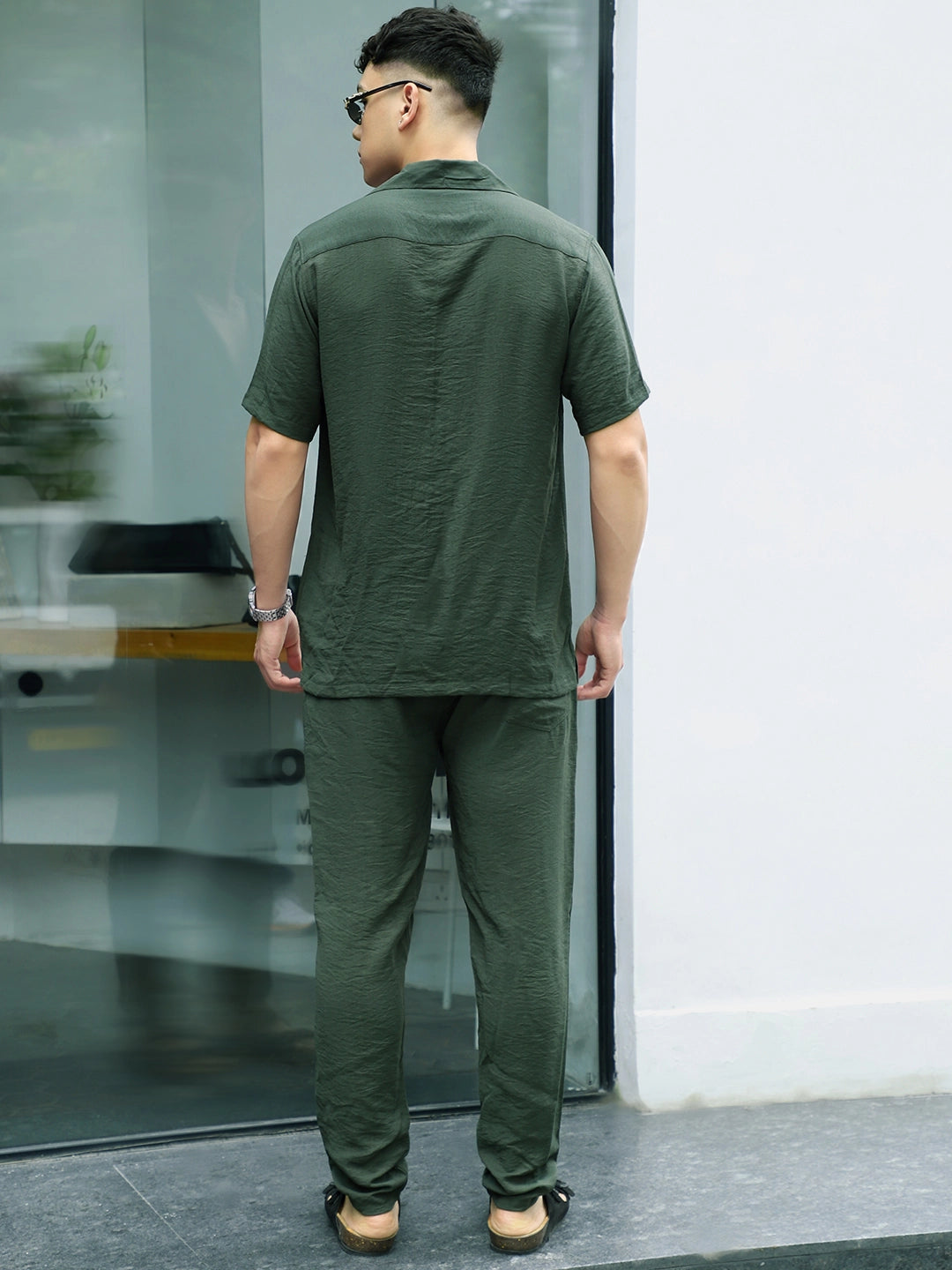 Linen Atlantica Dark Green Co-Ord Set