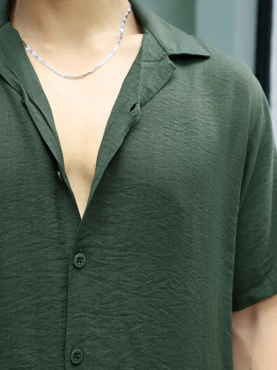 Linen Atlantica Dark Green Co-Ord Set