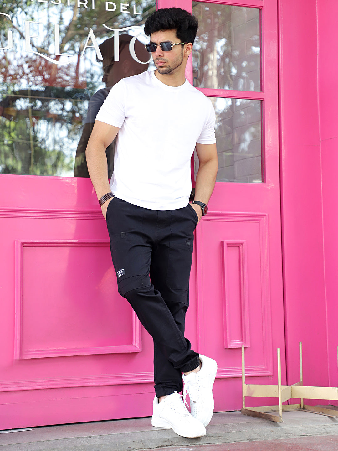 VeroBlend Black Baggy Fit Cotton Cargo