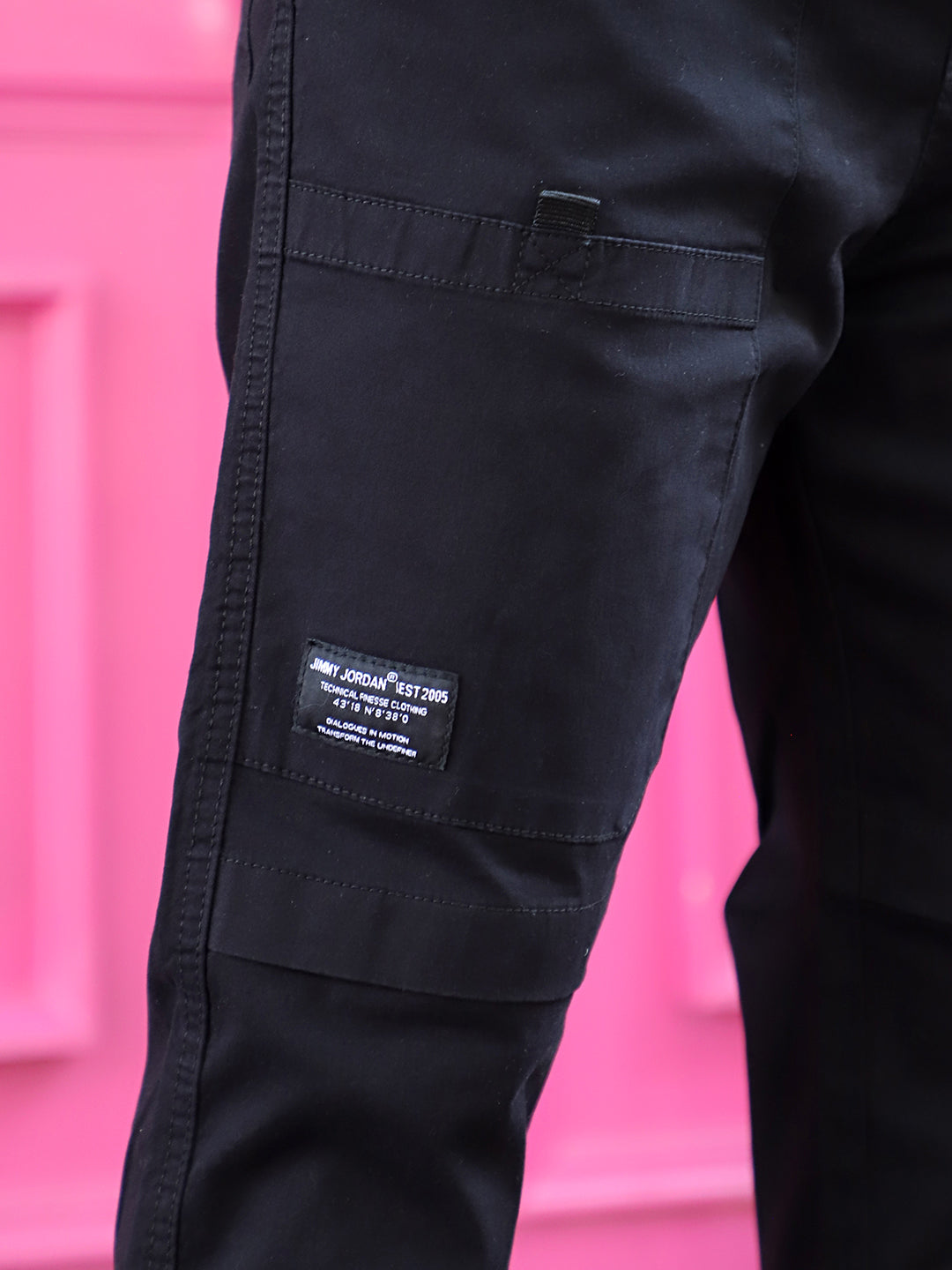 VeroBlend Black Baggy Fit Cotton Cargo