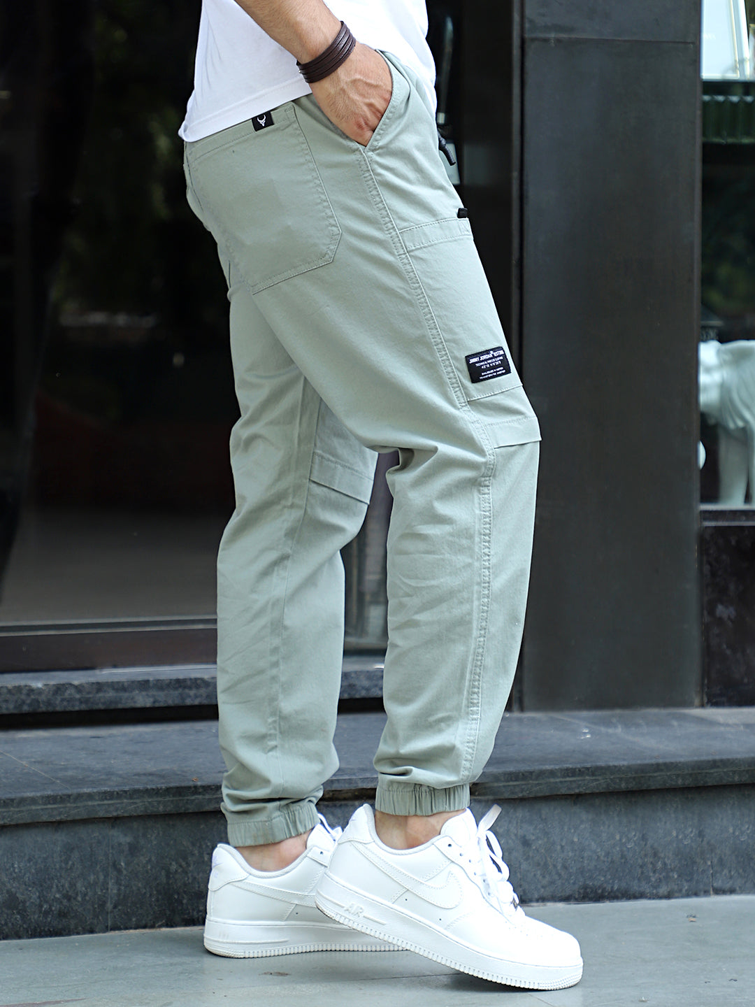 VeroBlend Pista Green Baggy Fit Cotton Cargo