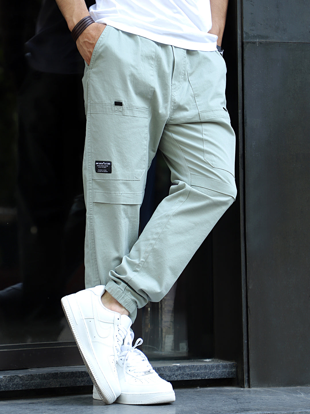 VeroBlend Pista Green Baggy Fit Cotton Cargo