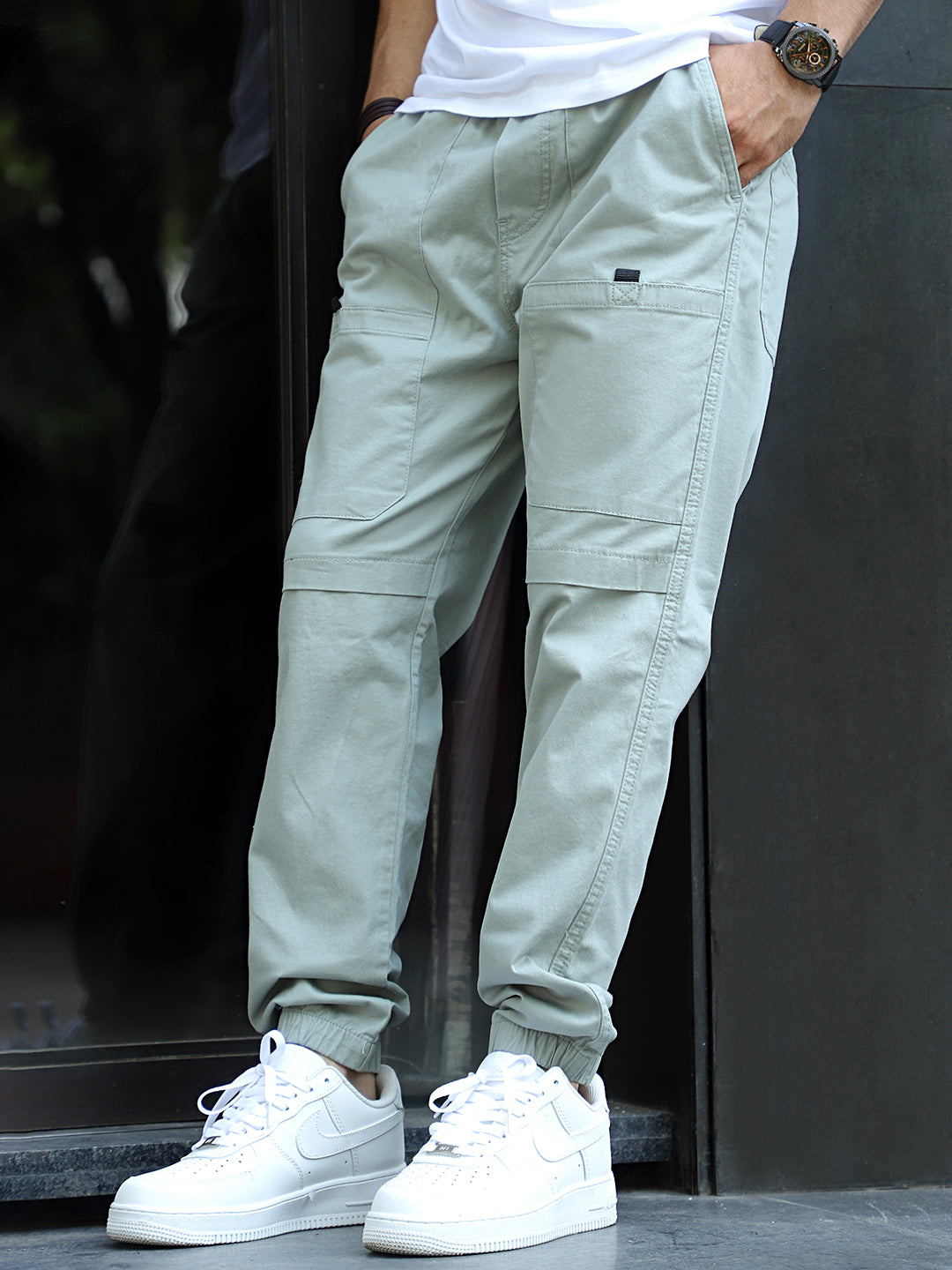 VeroBlend Pista Green Baggy Fit Cotton Cargo