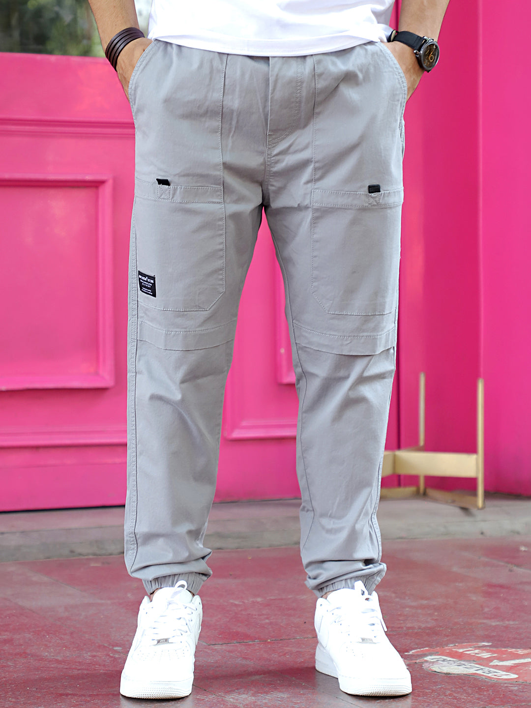 VeroBlend Ash Grey Baggy Fit Cotton Cargo