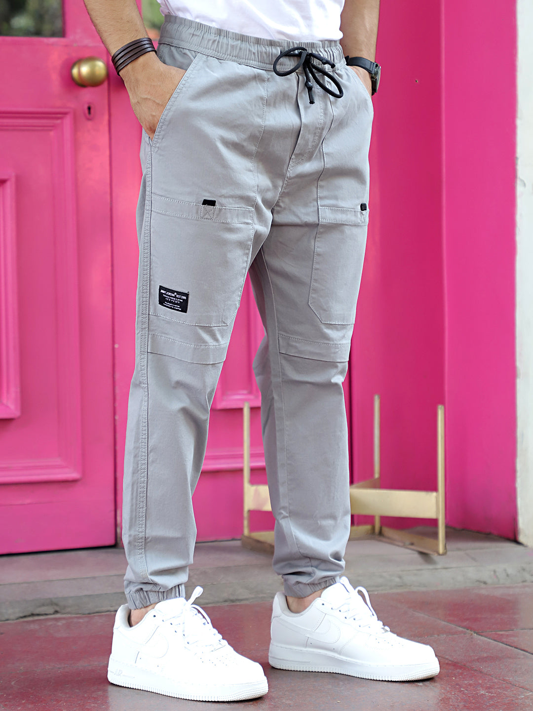 VeroBlend Ash Grey Baggy Fit Cotton Cargo