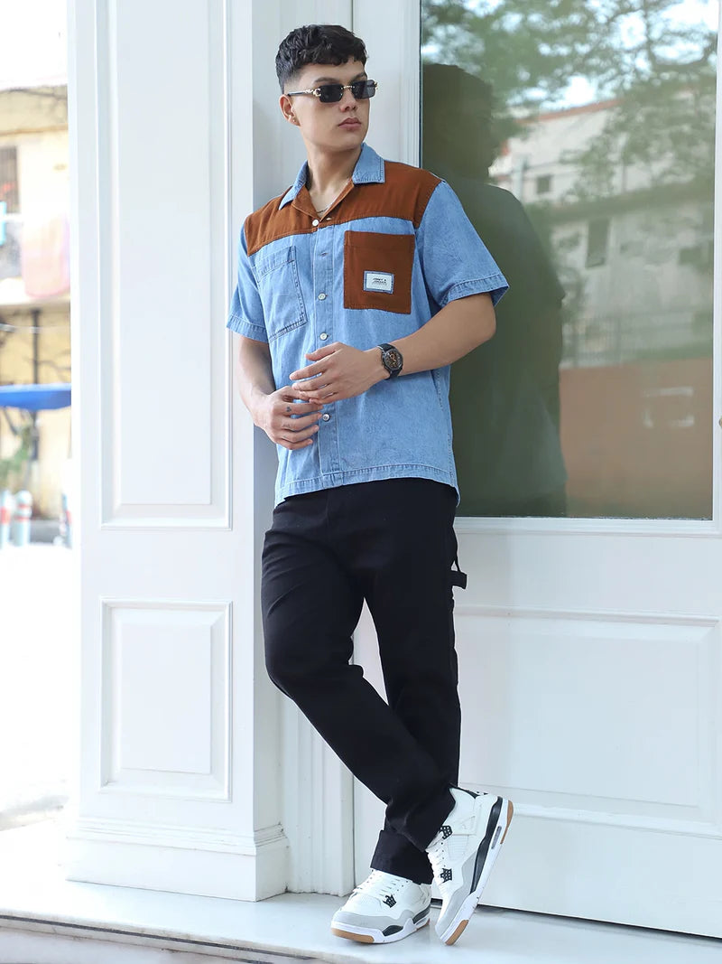 Calmyra Colembia Blue Denim Half Sleeve Shirt