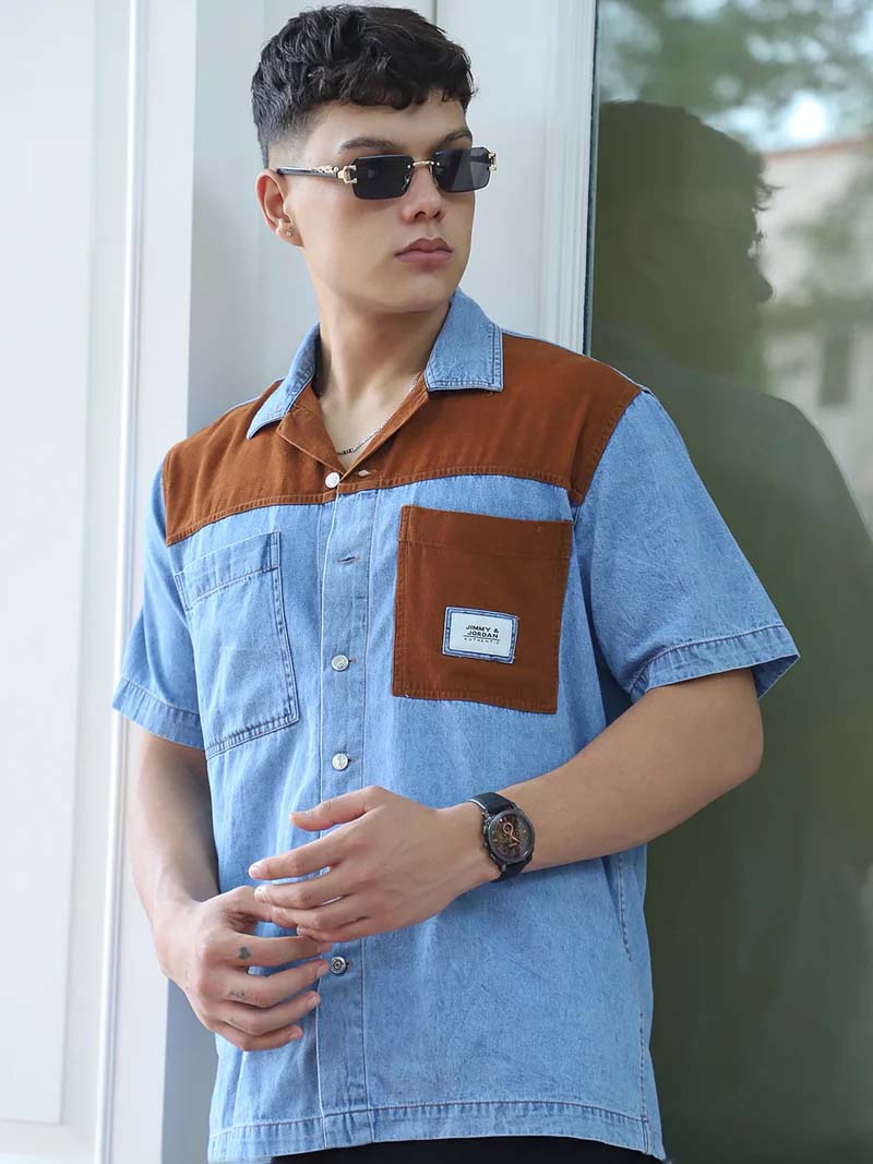 Calmyra Colembia Blue Denim Half Sleeve Shirt