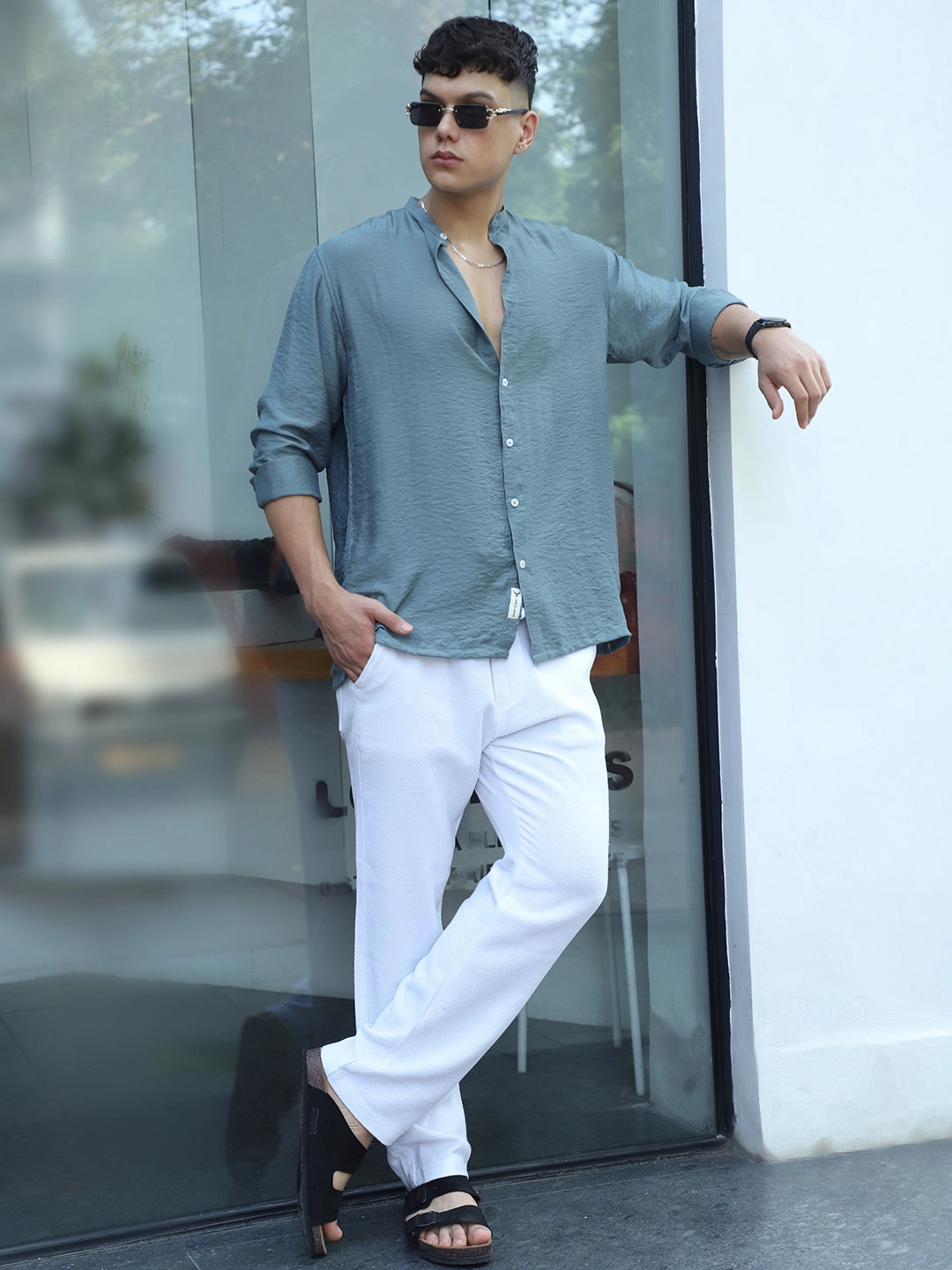 Shorefit White Texture Trouser