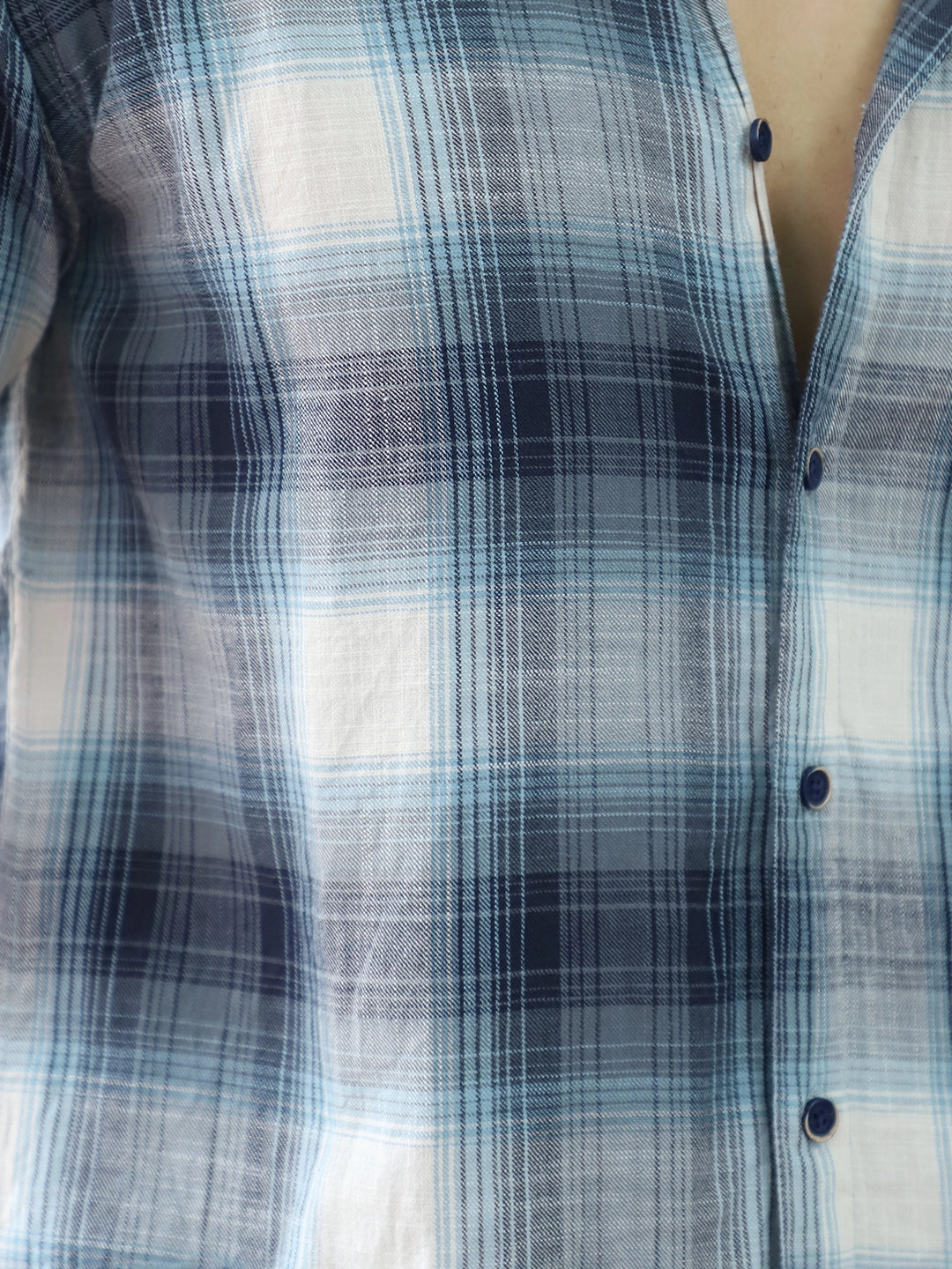 Obsidian Blue Cotton Check Shirt