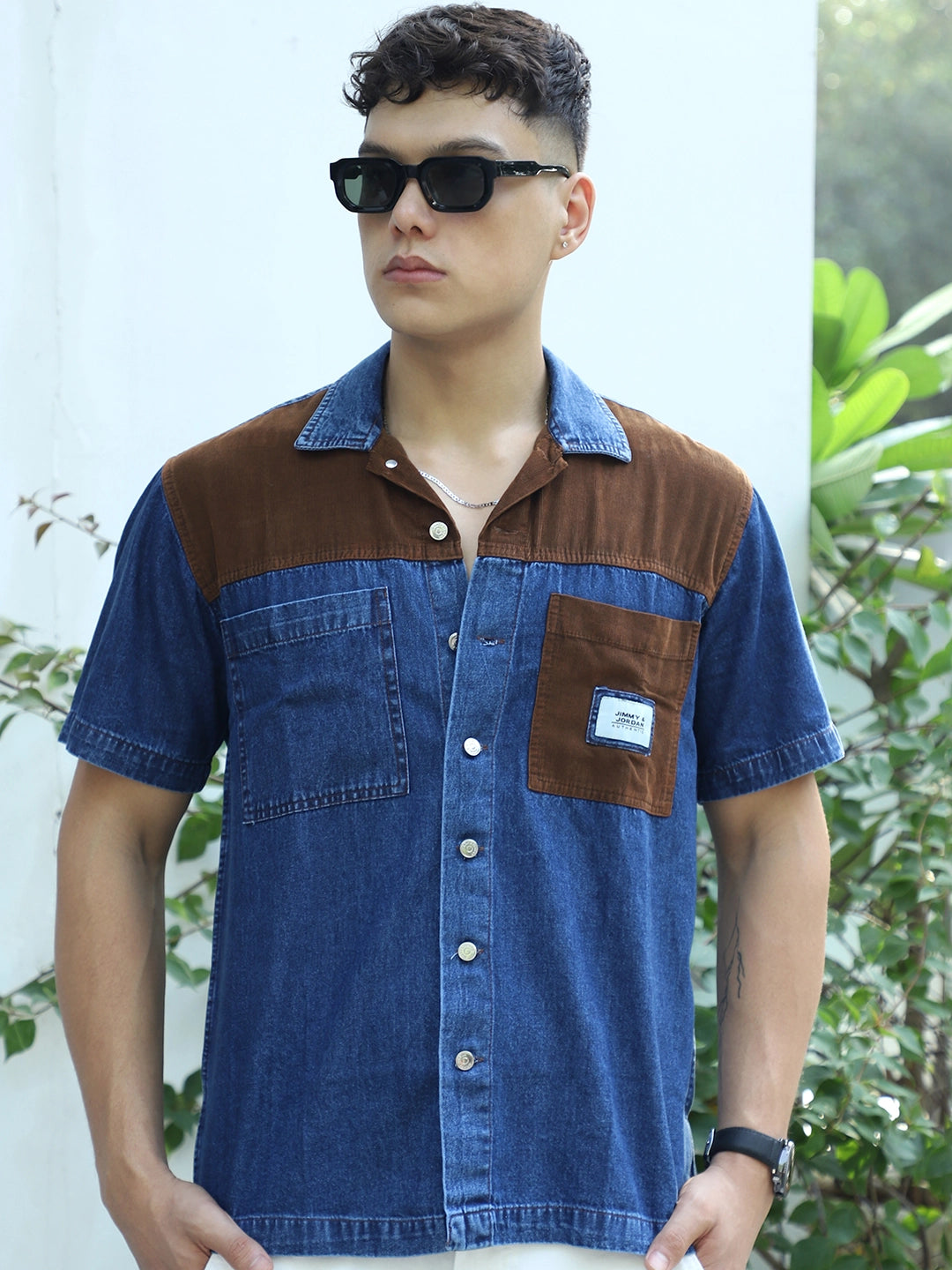 Calmyra Aegean Blue Denim Half Sleeve Shirt