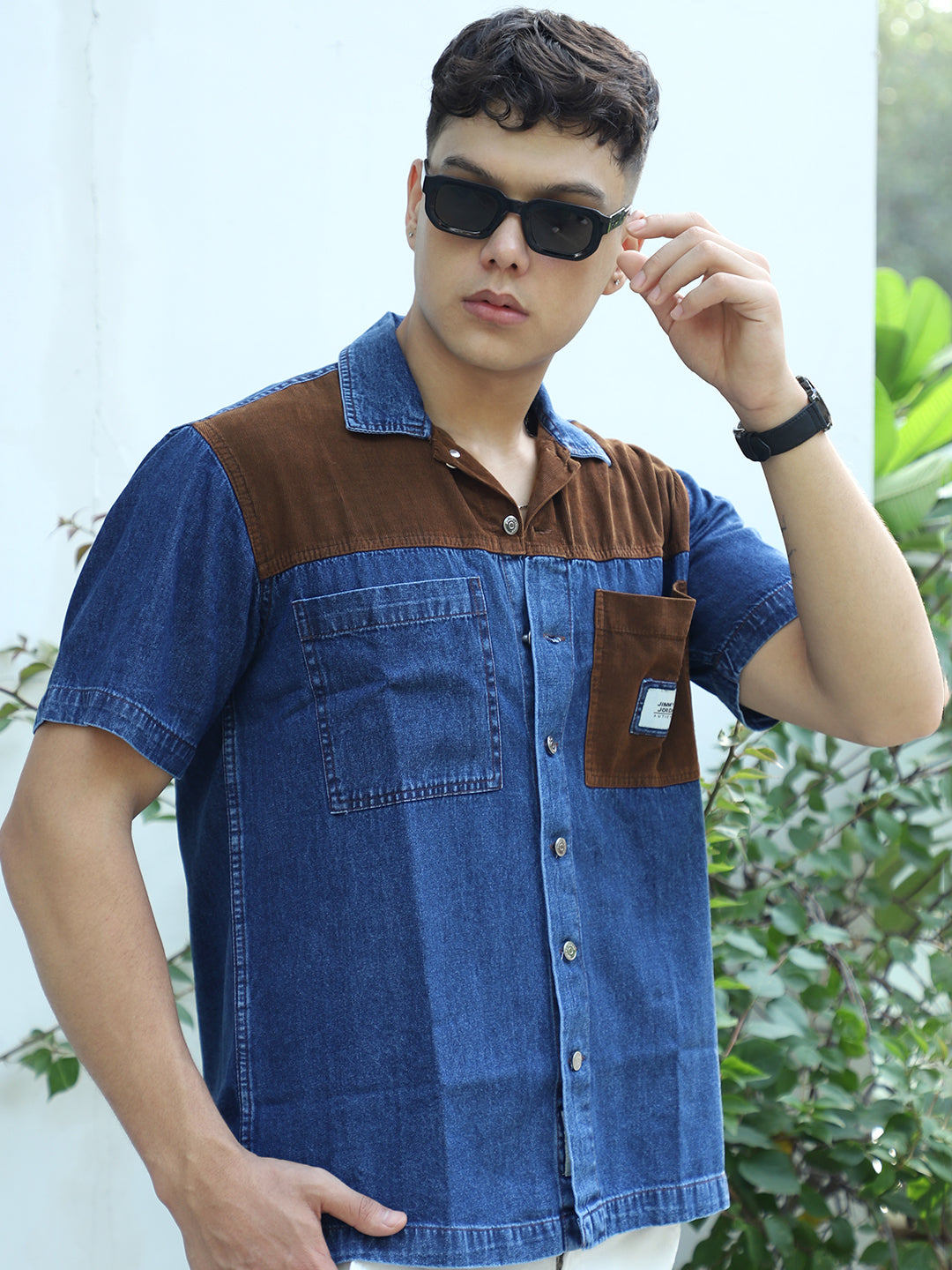 Calmyra Aegean Blue Denim Half Sleeve Shirt
