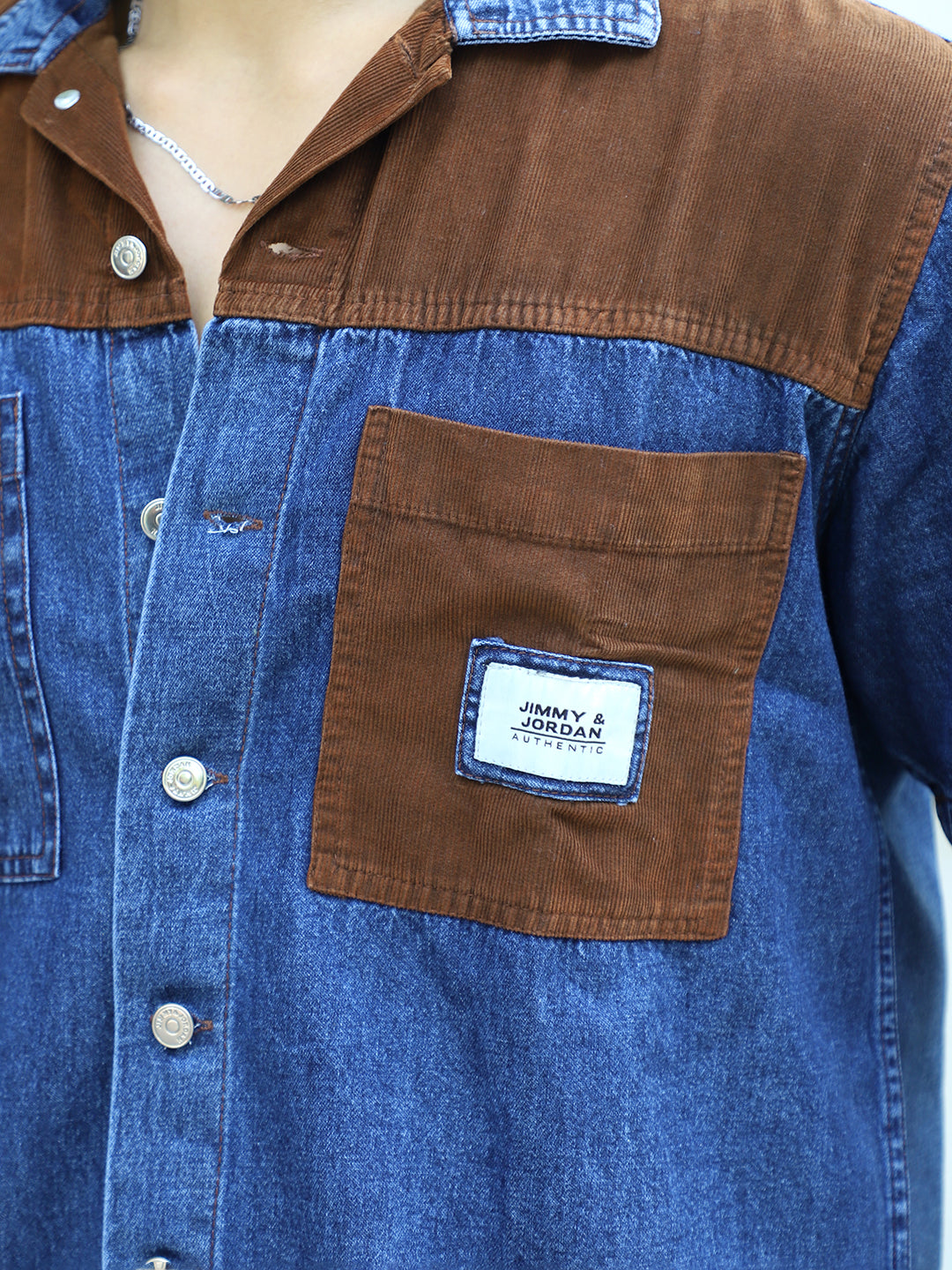 Calmyra Aegean Blue Denim Half Sleeve Shirt