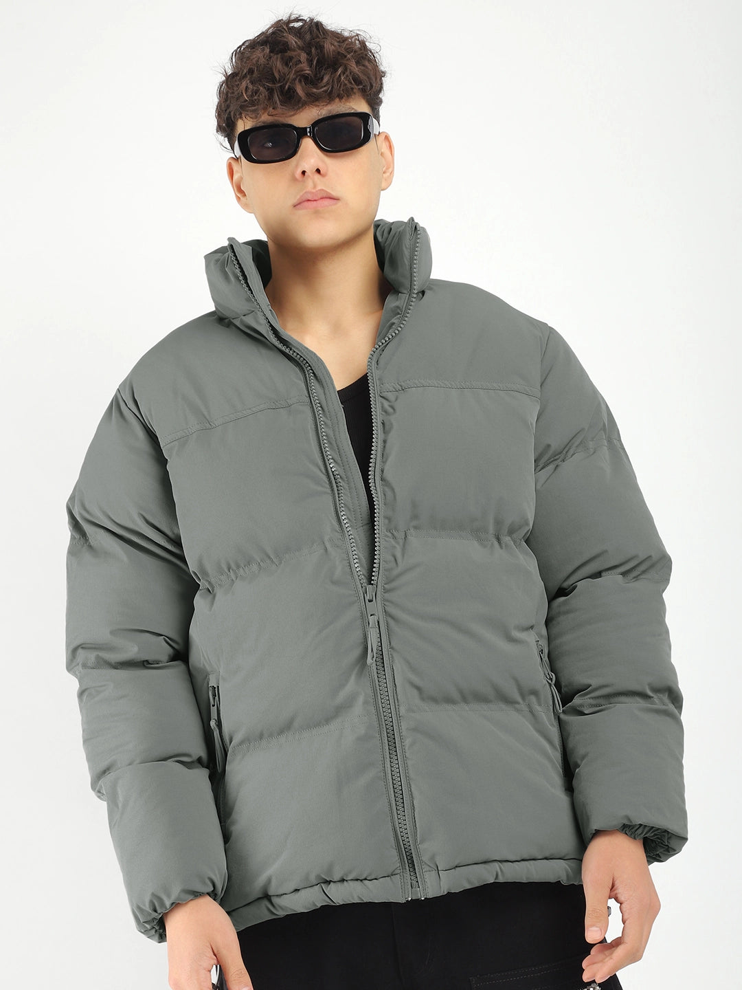 Men Grey Puffer Jacket
