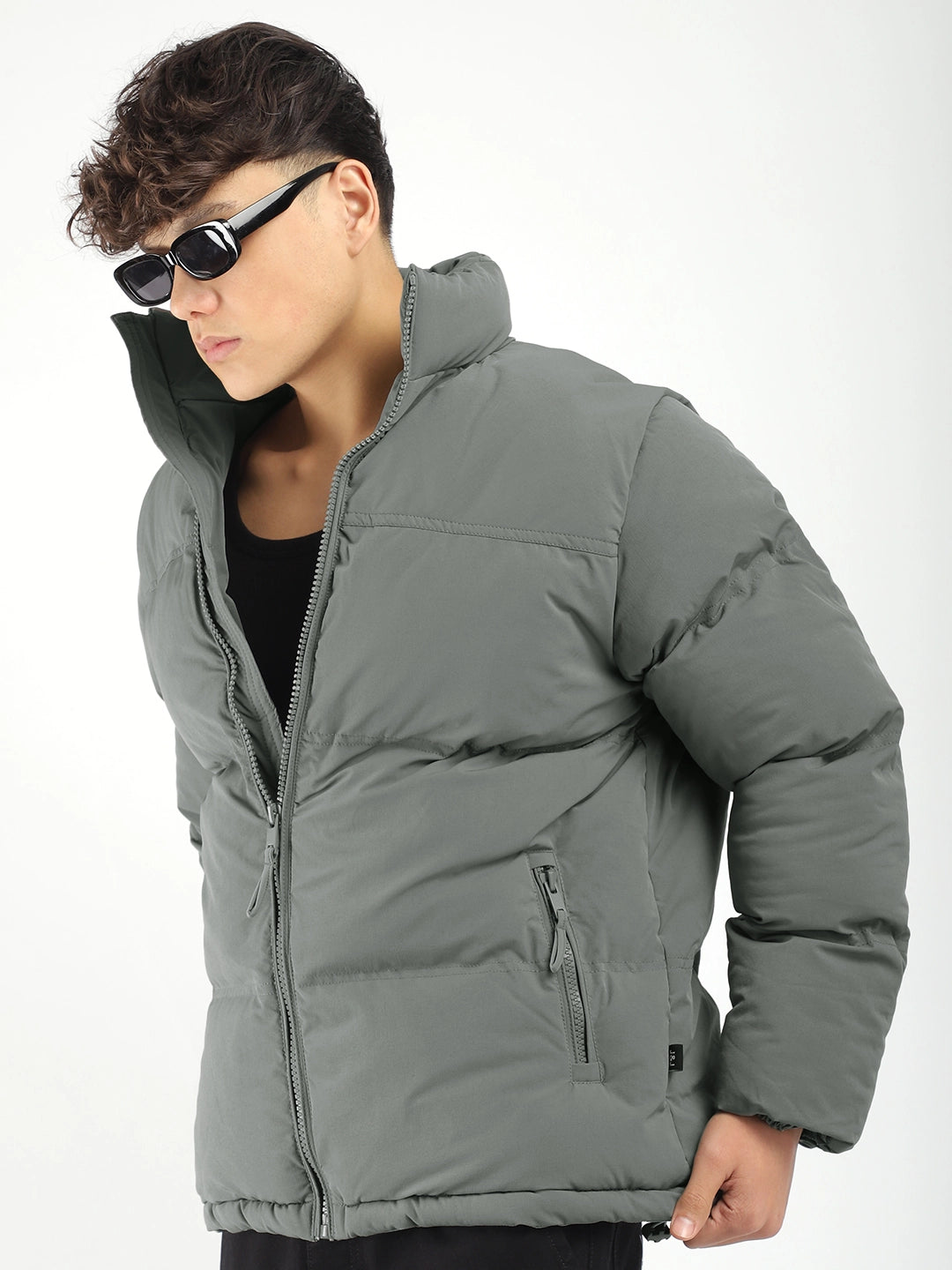 Men Grey Puffer Jacket