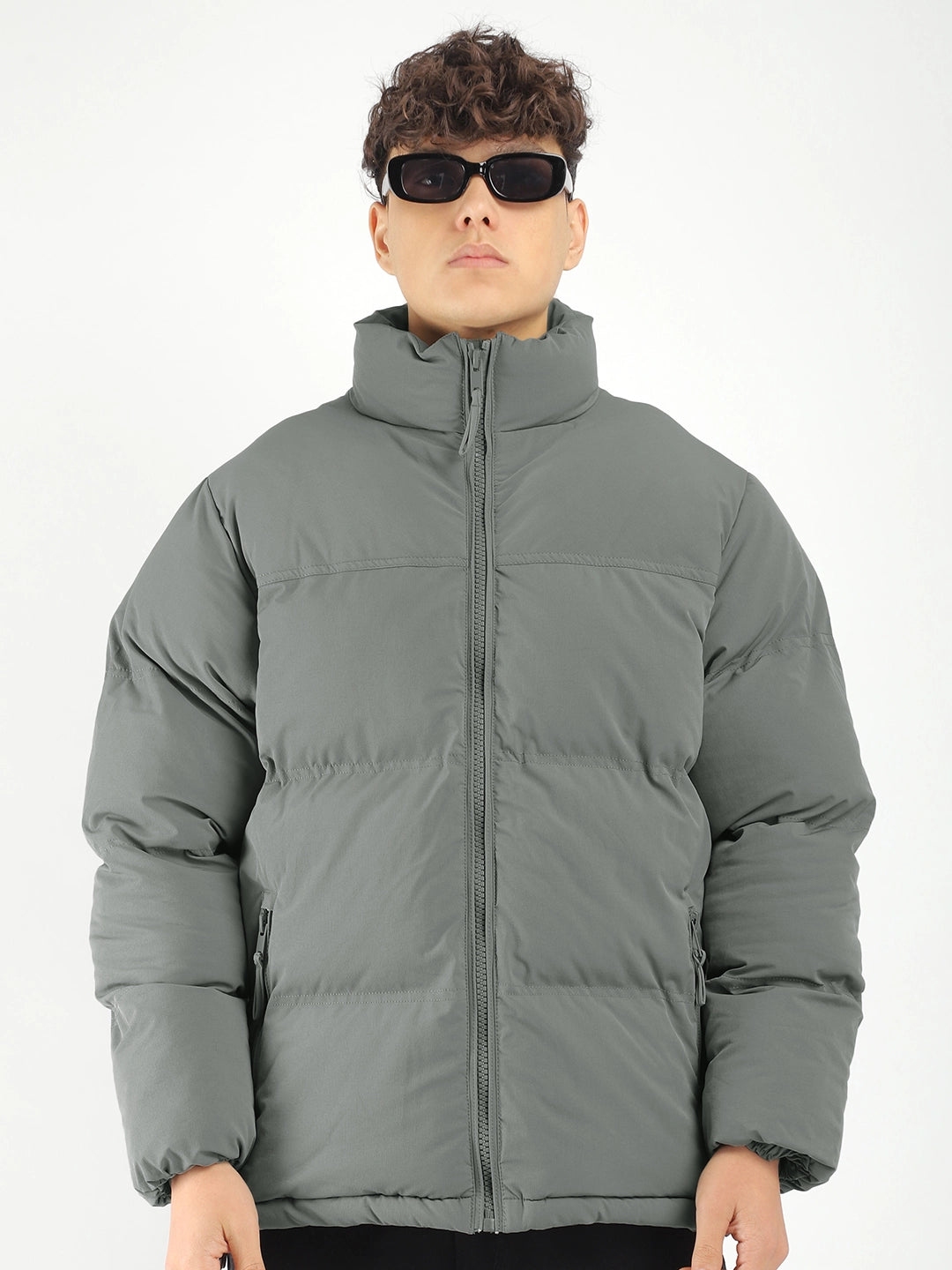 Men Grey Puffer Jacket