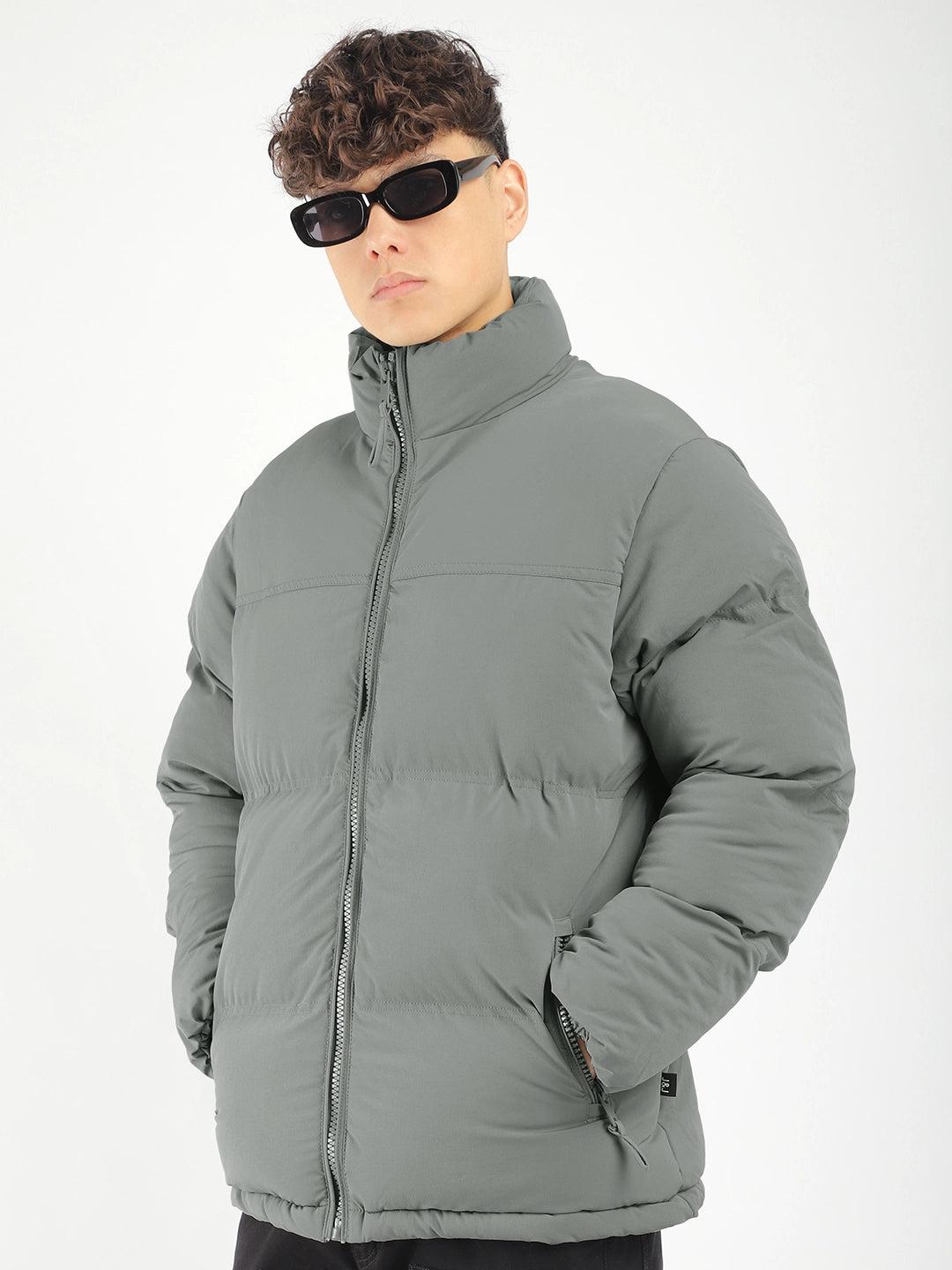 Men Grey Puffer Jacket