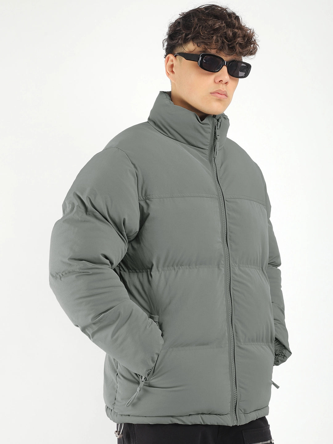 Men Grey Puffer Jacket