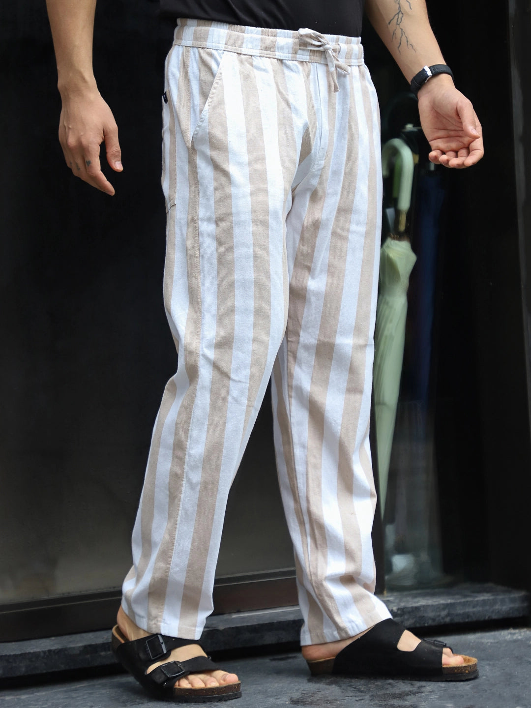 Lunvra Beige Stripe Trouser