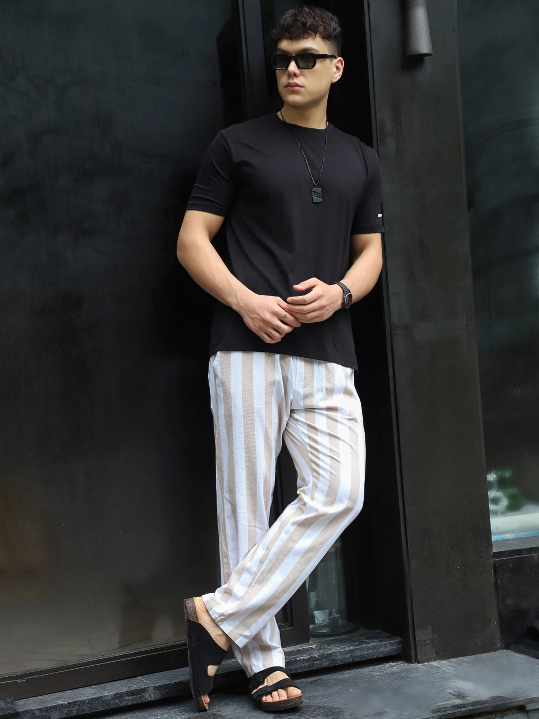Lunvra Beige Stripe Trouser