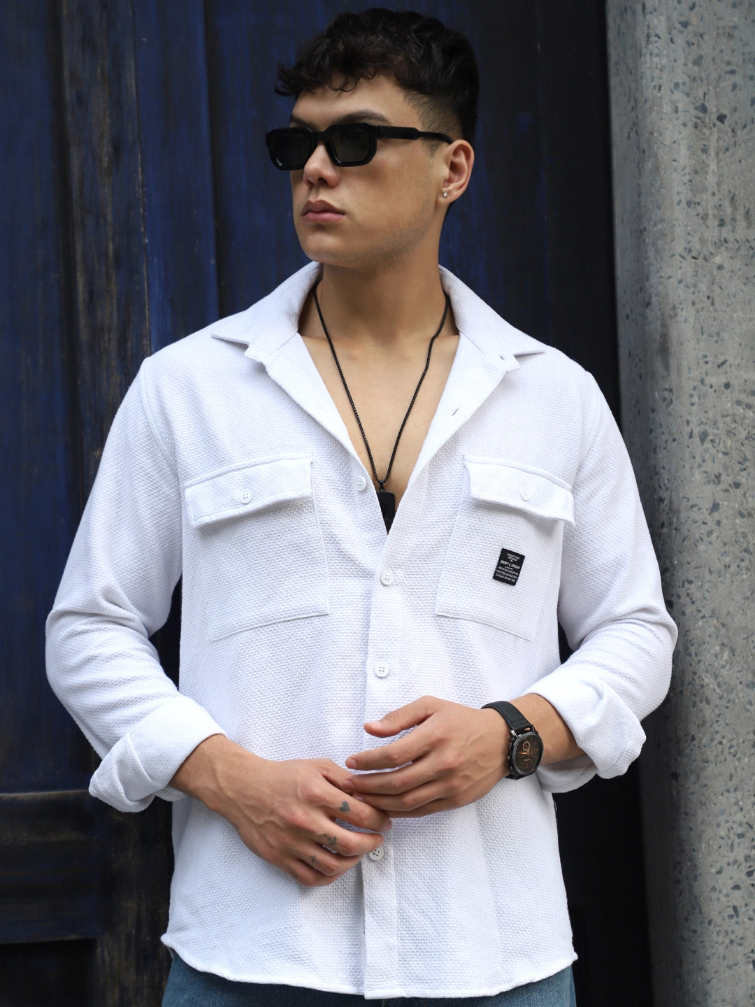 Tuscan White Texture Full Sleeve Shirt