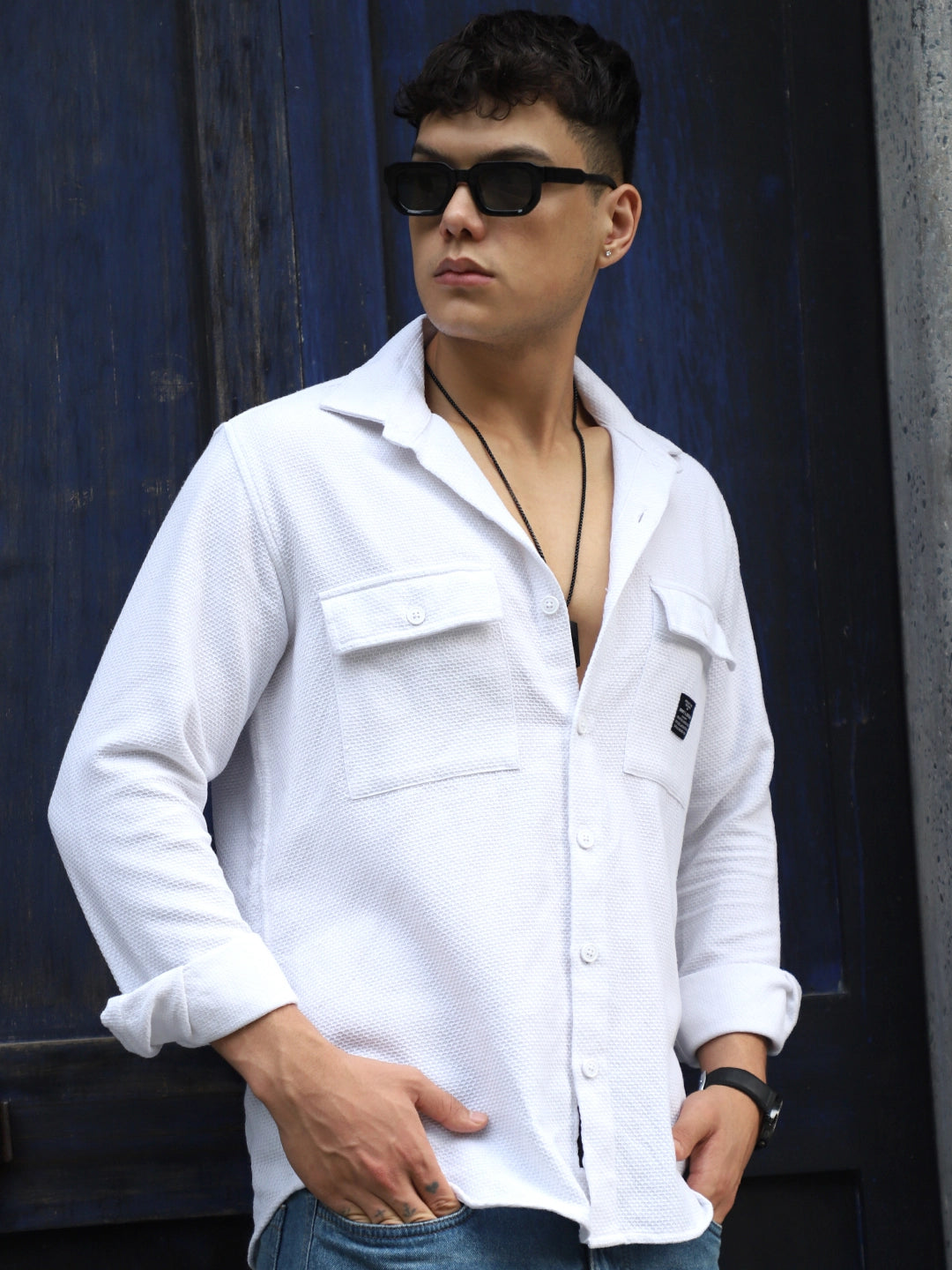 Tuscan White Texture Full Sleeve Shirt