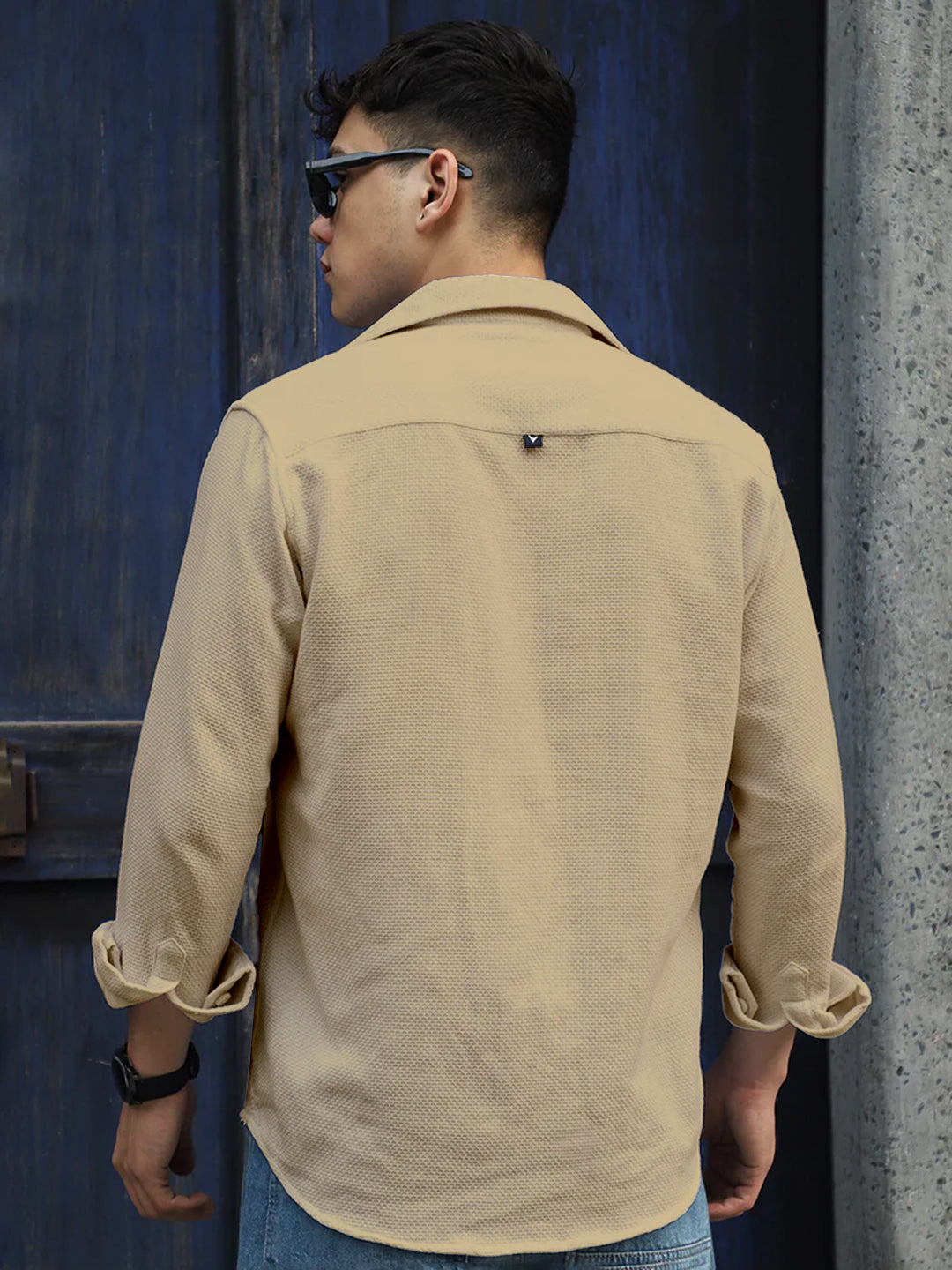 Tuscan Almond Brown Texture Full Sleeve Shirt