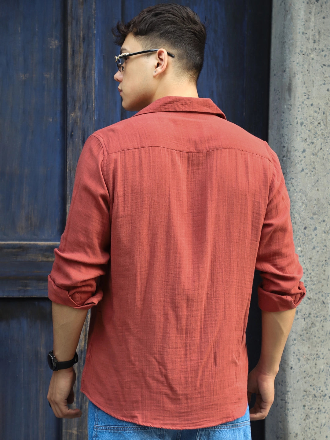 Vero Vibe Lucas Double Clothe Rust Shirt