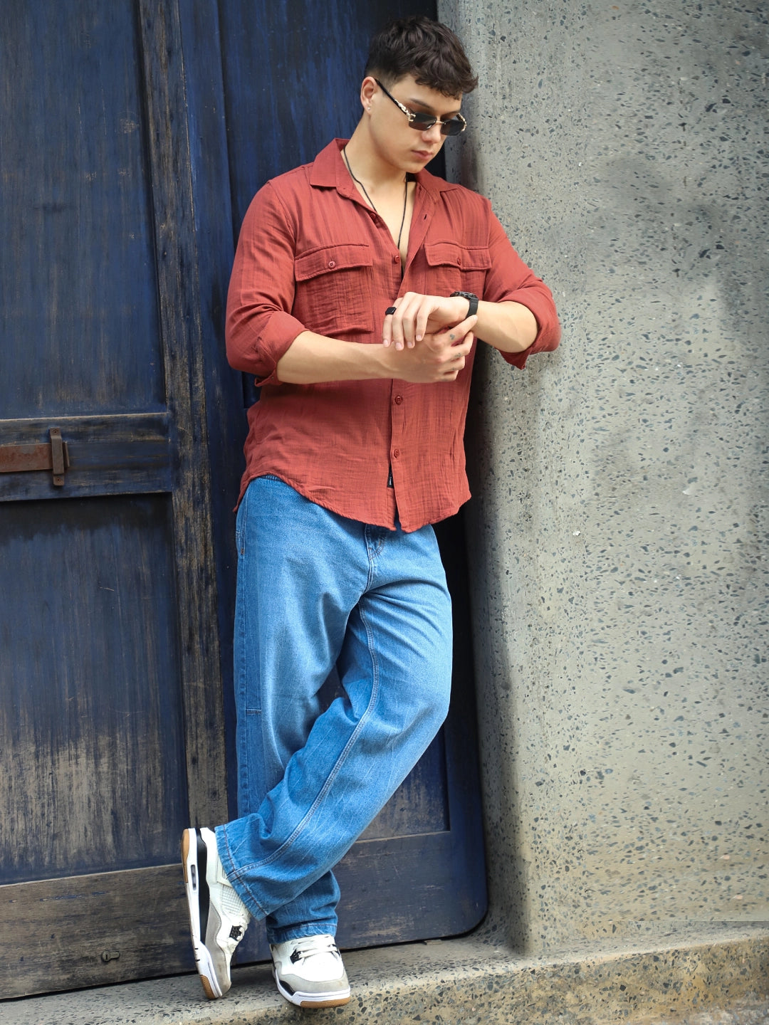 Vero Vibe Lucas Double Clothe Rust Shirt