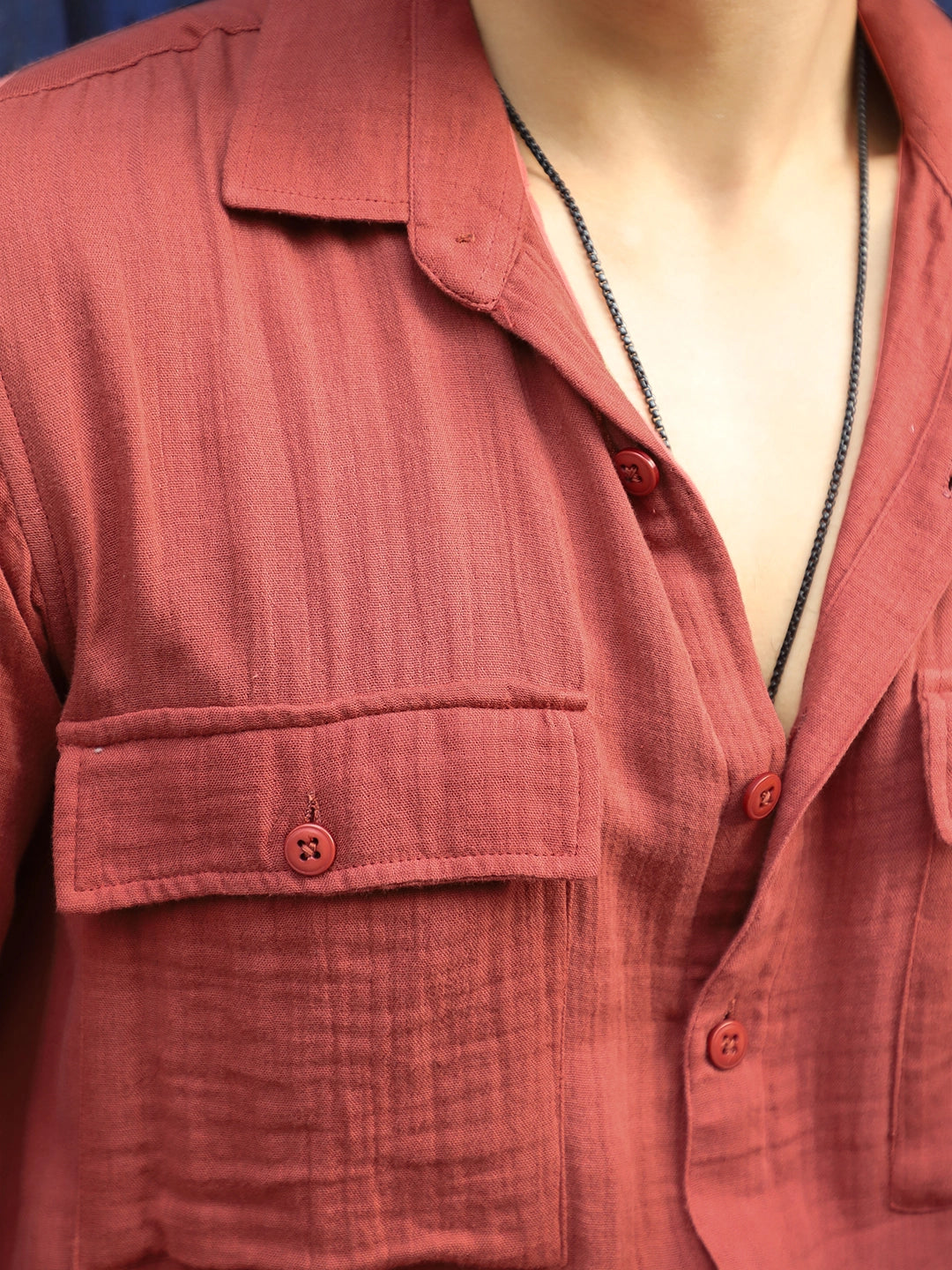 Vero Vibe Lucas Double Clothe Rust Shirt