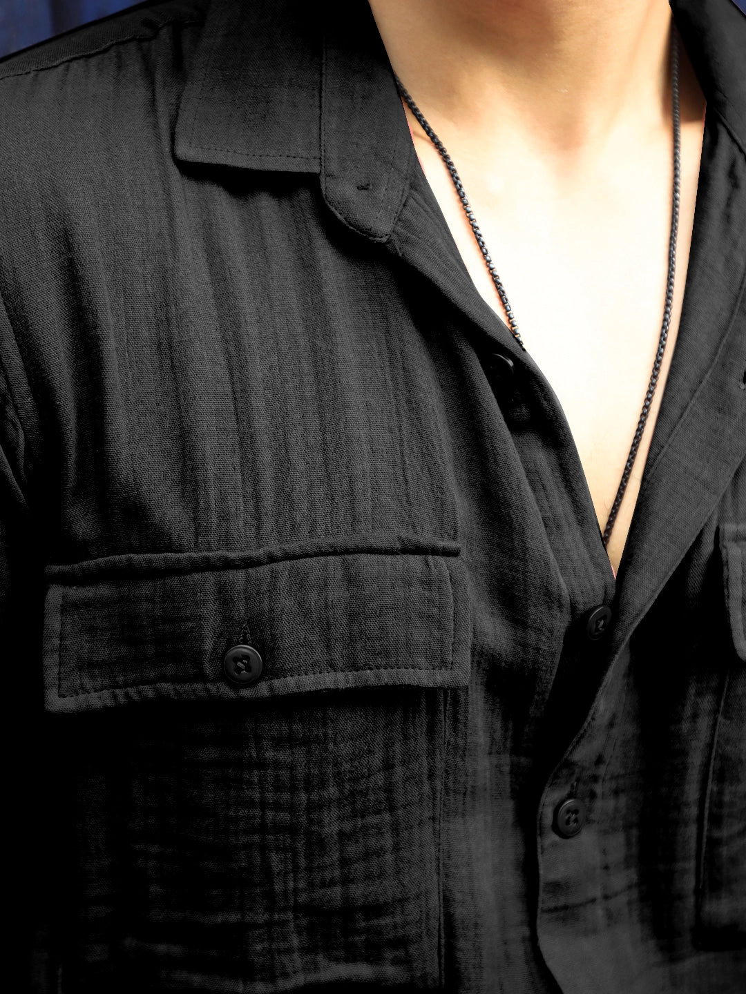Vero Vibe Lucas Double Clothe Black Shirt