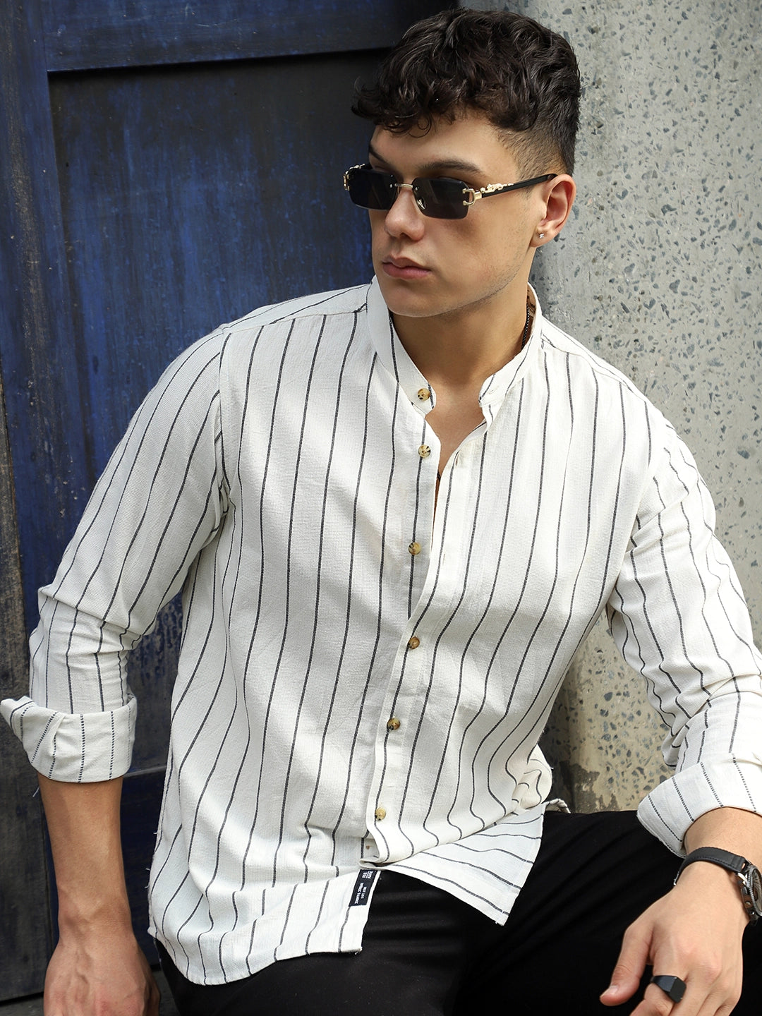 Verdant White Stripe Full Sleeve Shirt