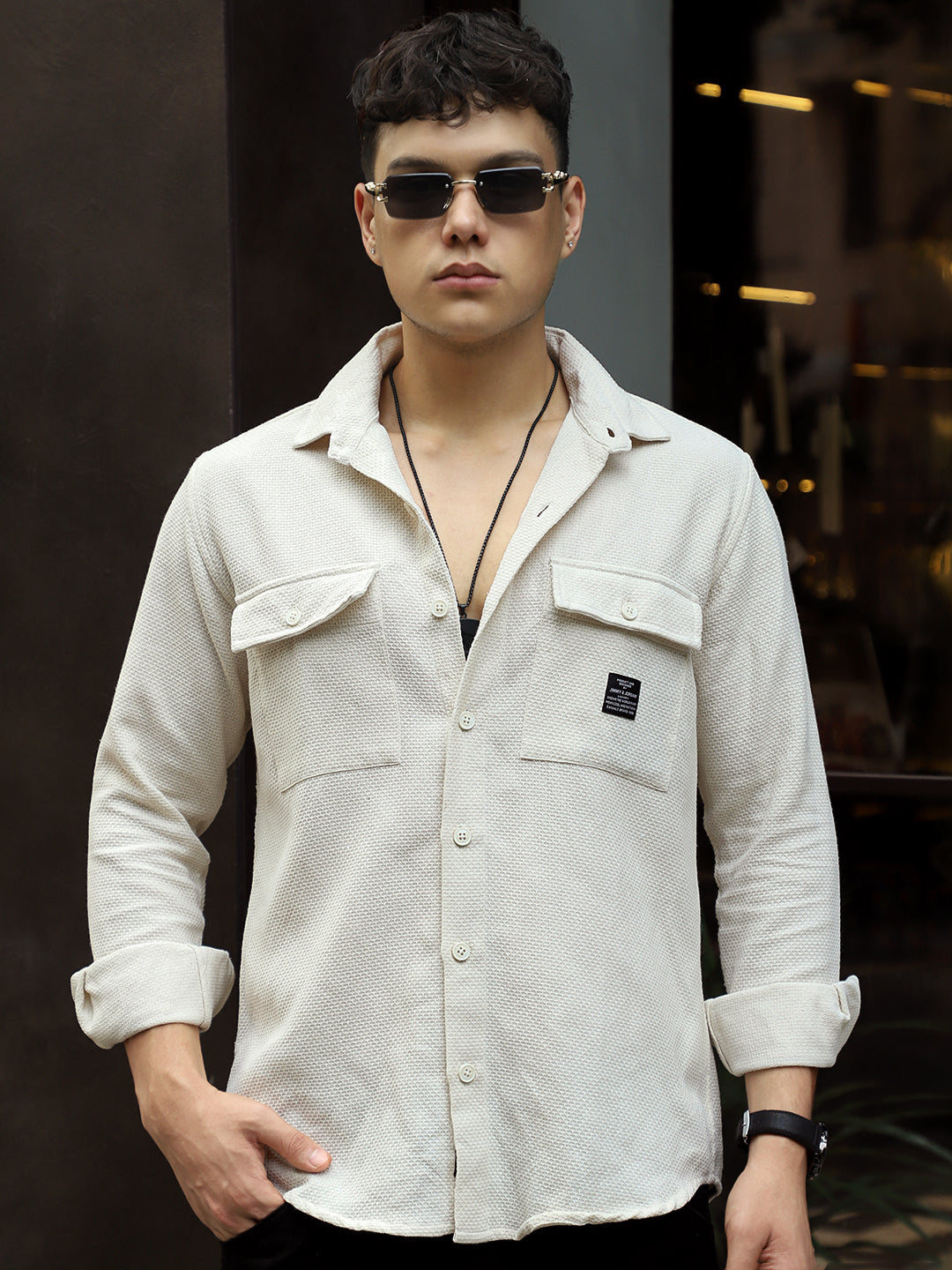 Tuscan Beige Texture Full Sleeve Shirt