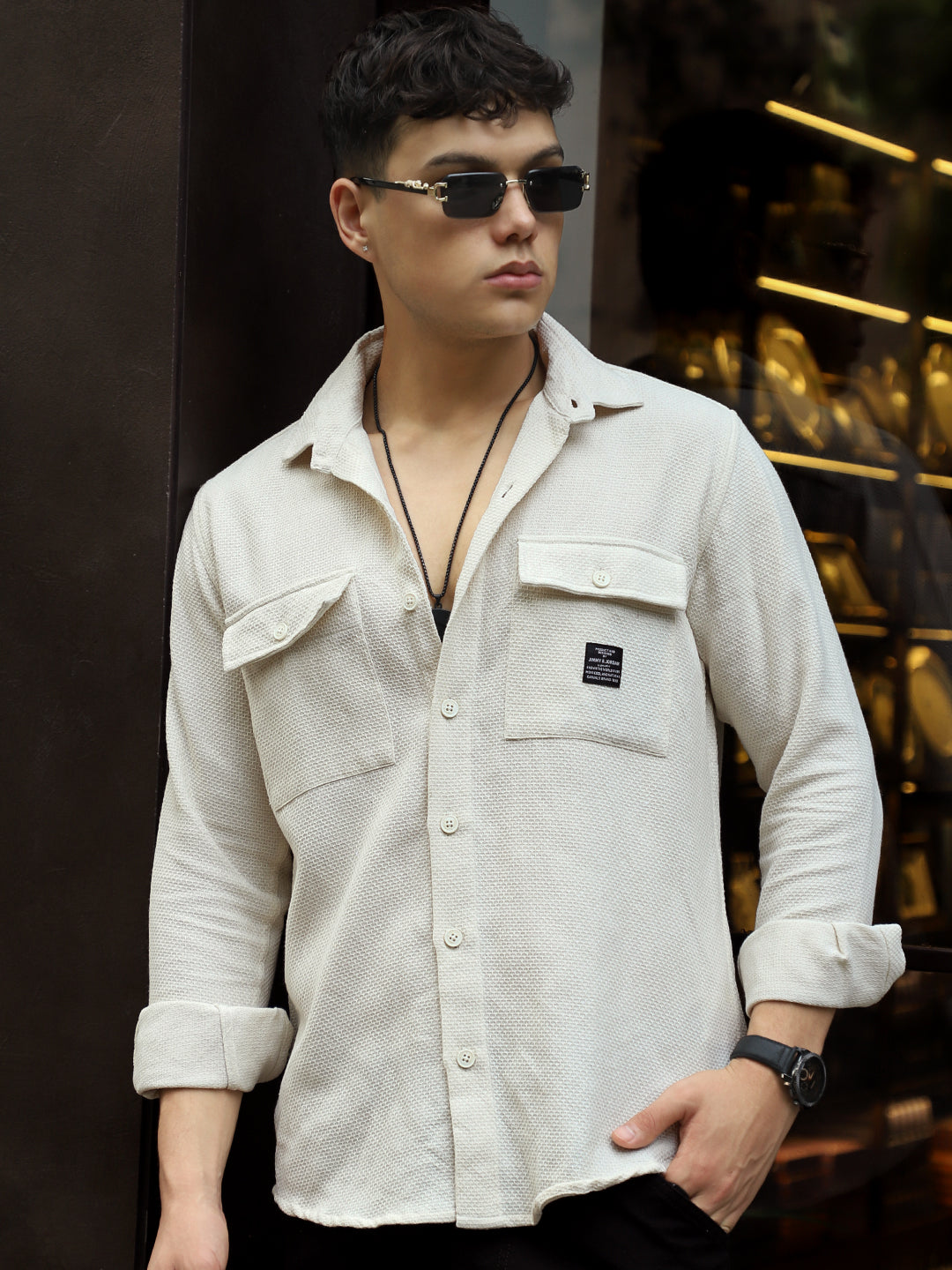 Tuscan Beige Texture Full Sleeve Shirt