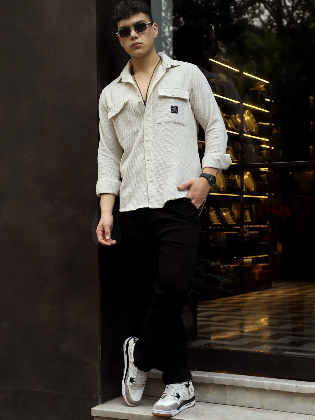 Tuscan Beige Texture Full Sleeve Shirt