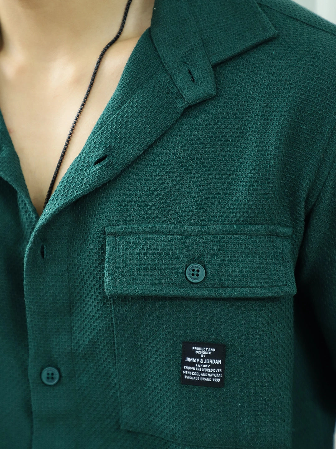 Tuscan Dark Green Texture Full Sleeve Shirt