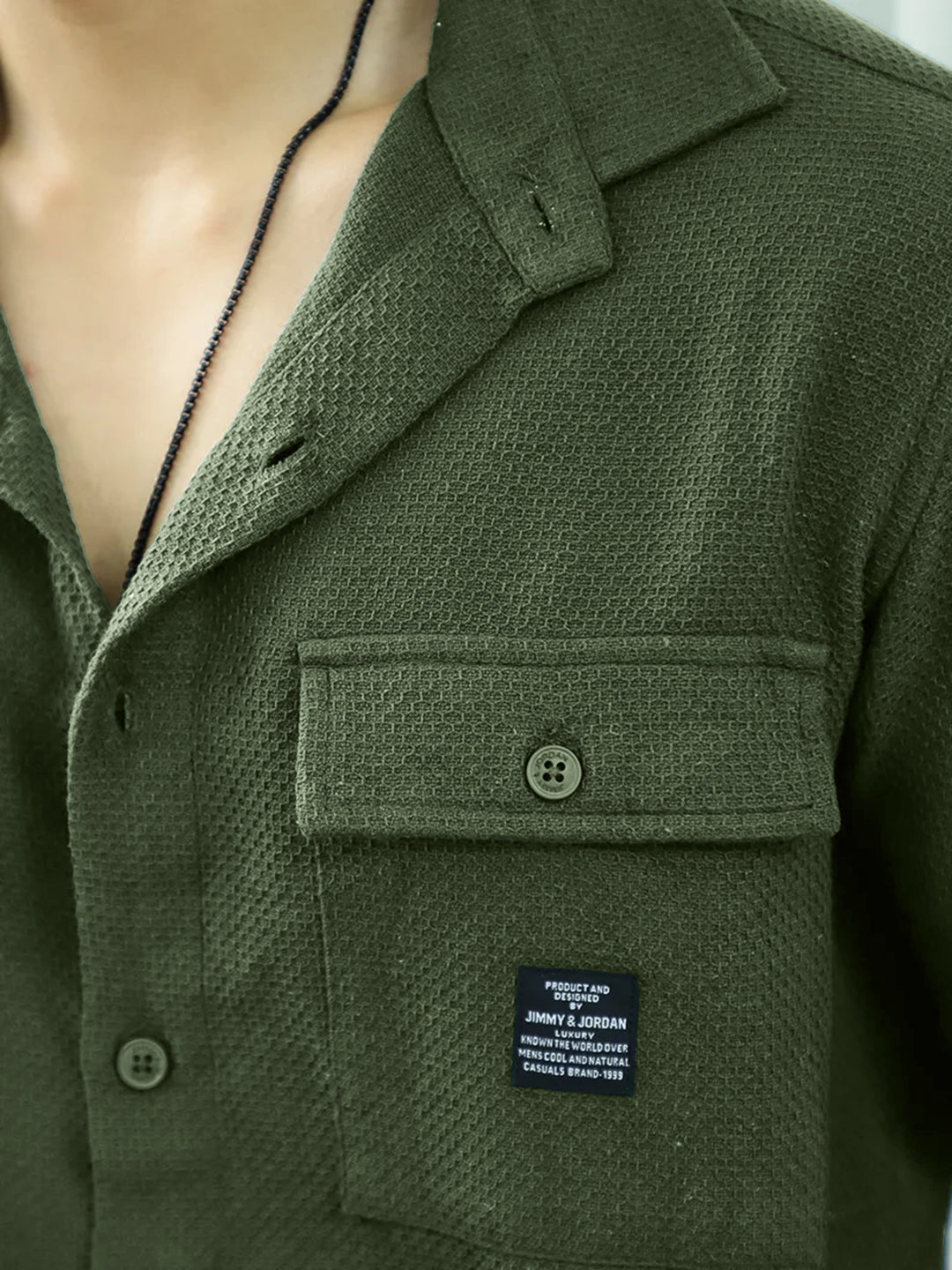 Tuscan Olive Texture Full Sleeve Shirt