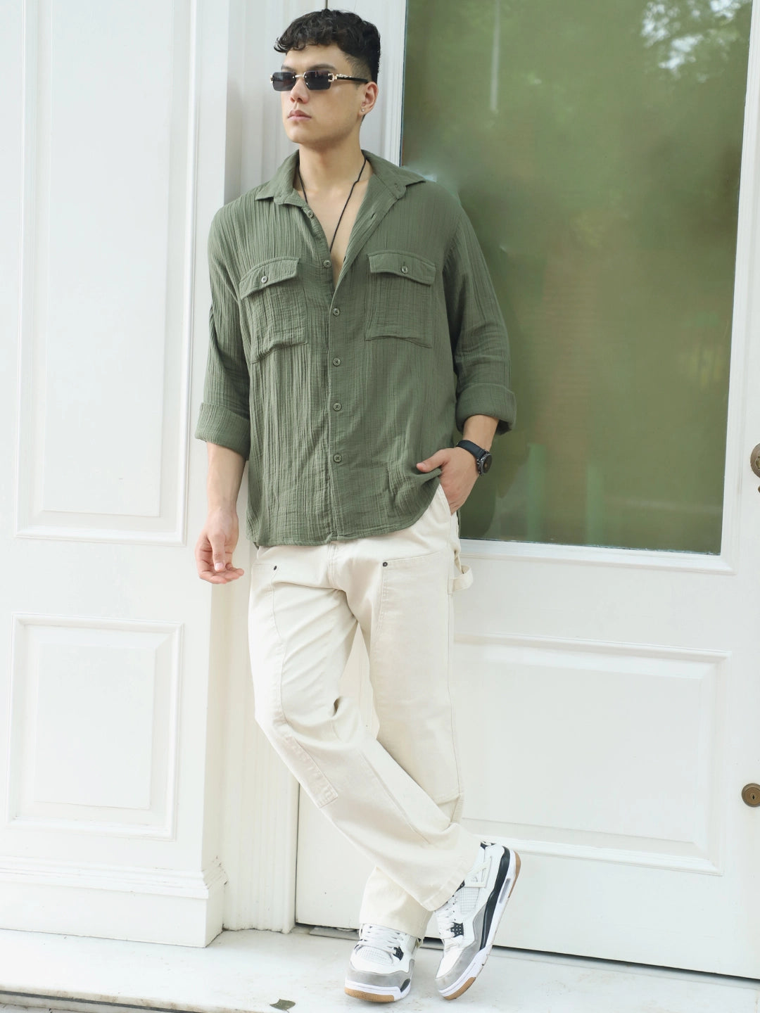 Vero Vibe Lucas Double Clothe Moss Green Shirt